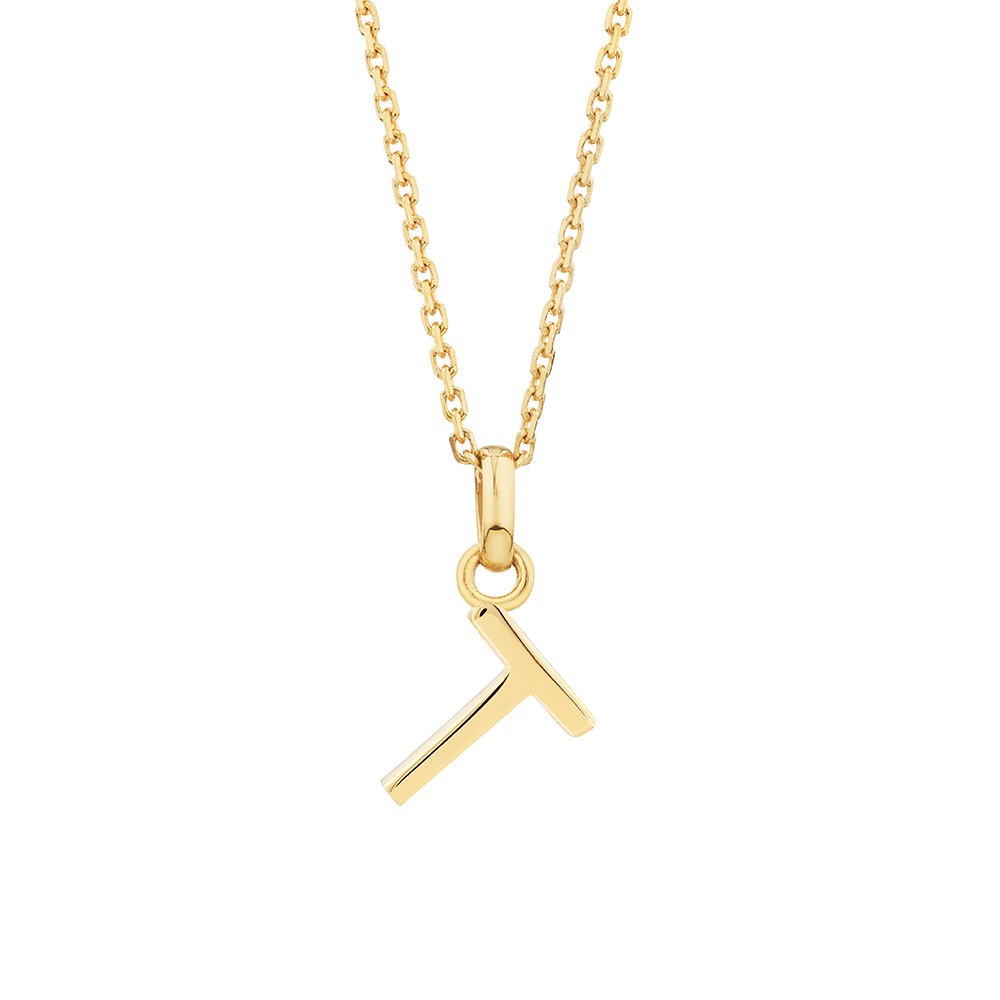 T Initial Pendant in 10kt Yellow Gold