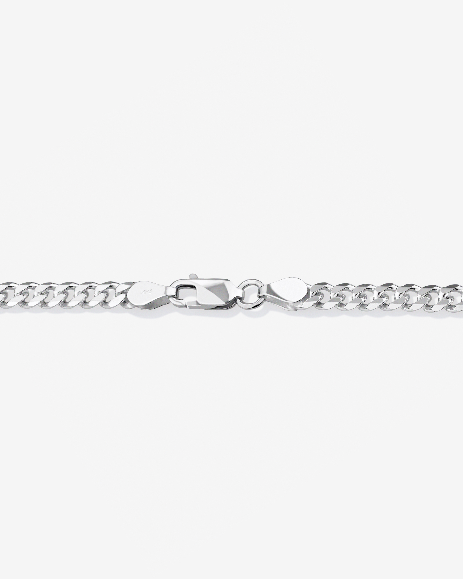 Chaîne à maillons gourmette en argent sterling de 50 cm, largeur 4 mm à 4,5 mm