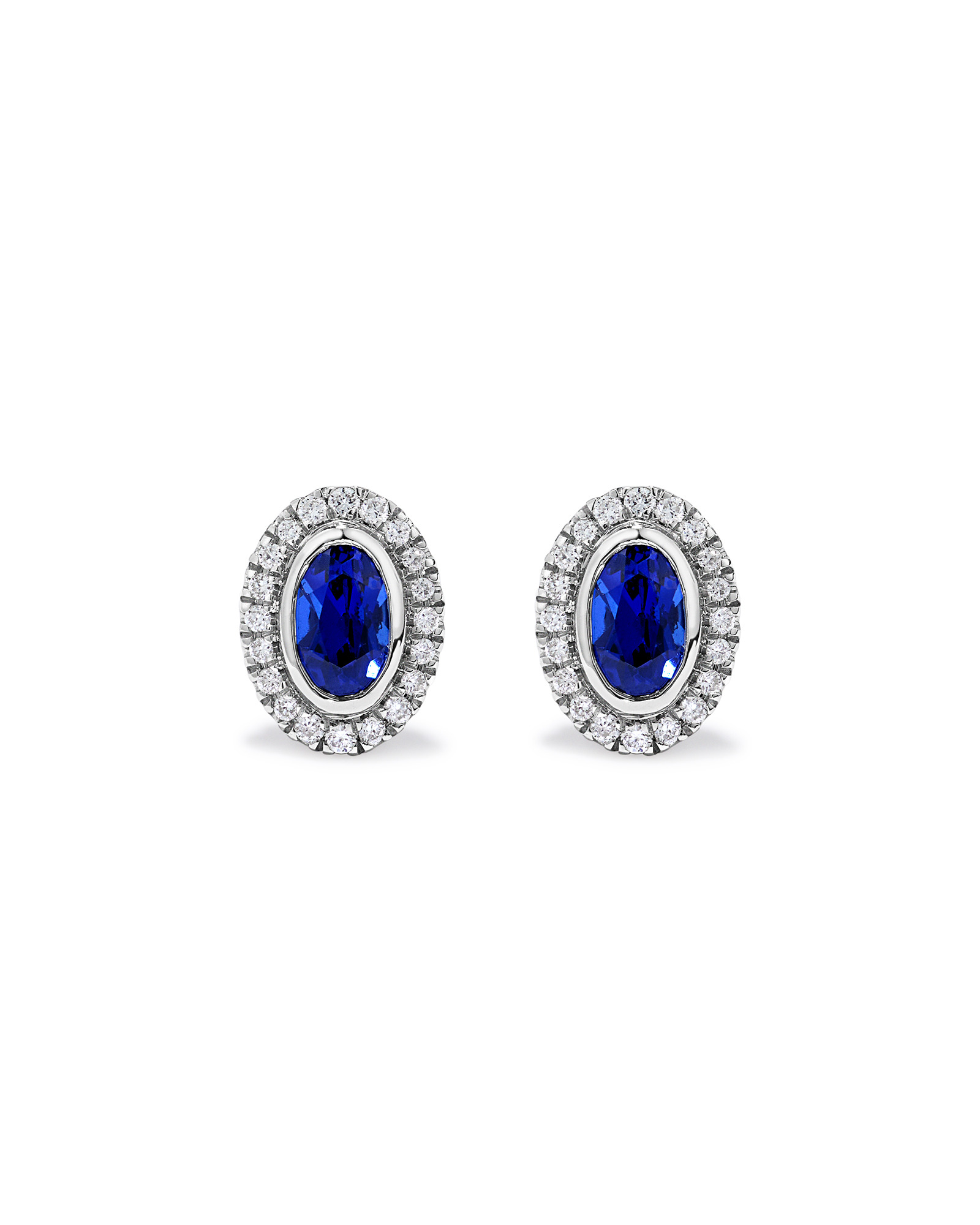 Created Sapphire & 0.14TW Laboratory-Grown Diamonds Halo Gift Set in Sterling Silver