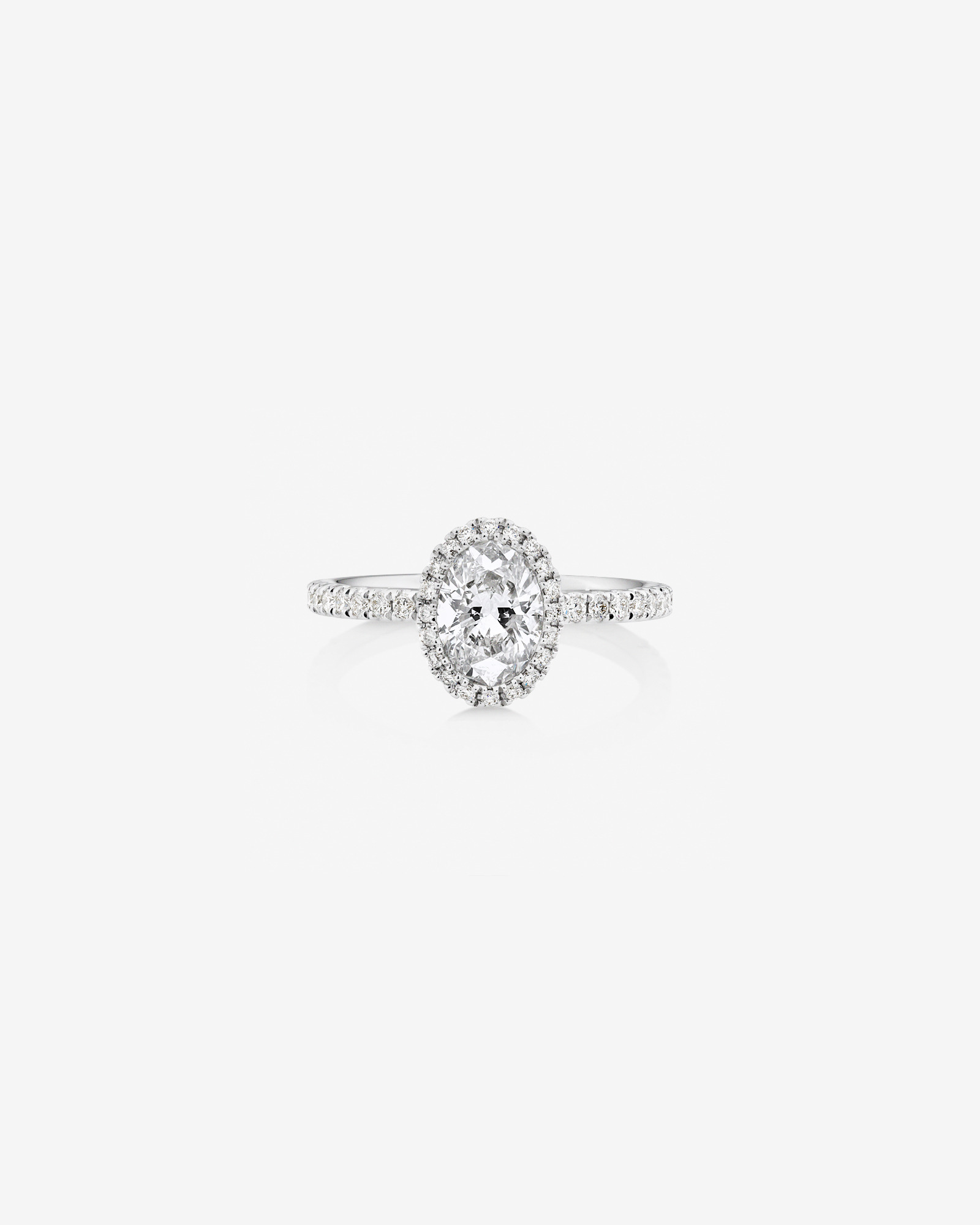 Bague de fiançailles à halo avec pierre taille ovale Sir Michael Hill Designer en or blanc 18 K avec diamants totalisant 1,35 ct