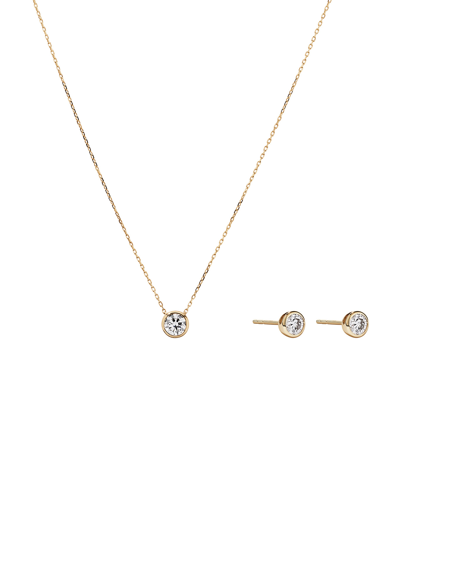 Solitaire Stud & Pendant  Box Set with 01.00 Carat TW of Laboratory-Grown Diamonds in 10kt Yellow Gold