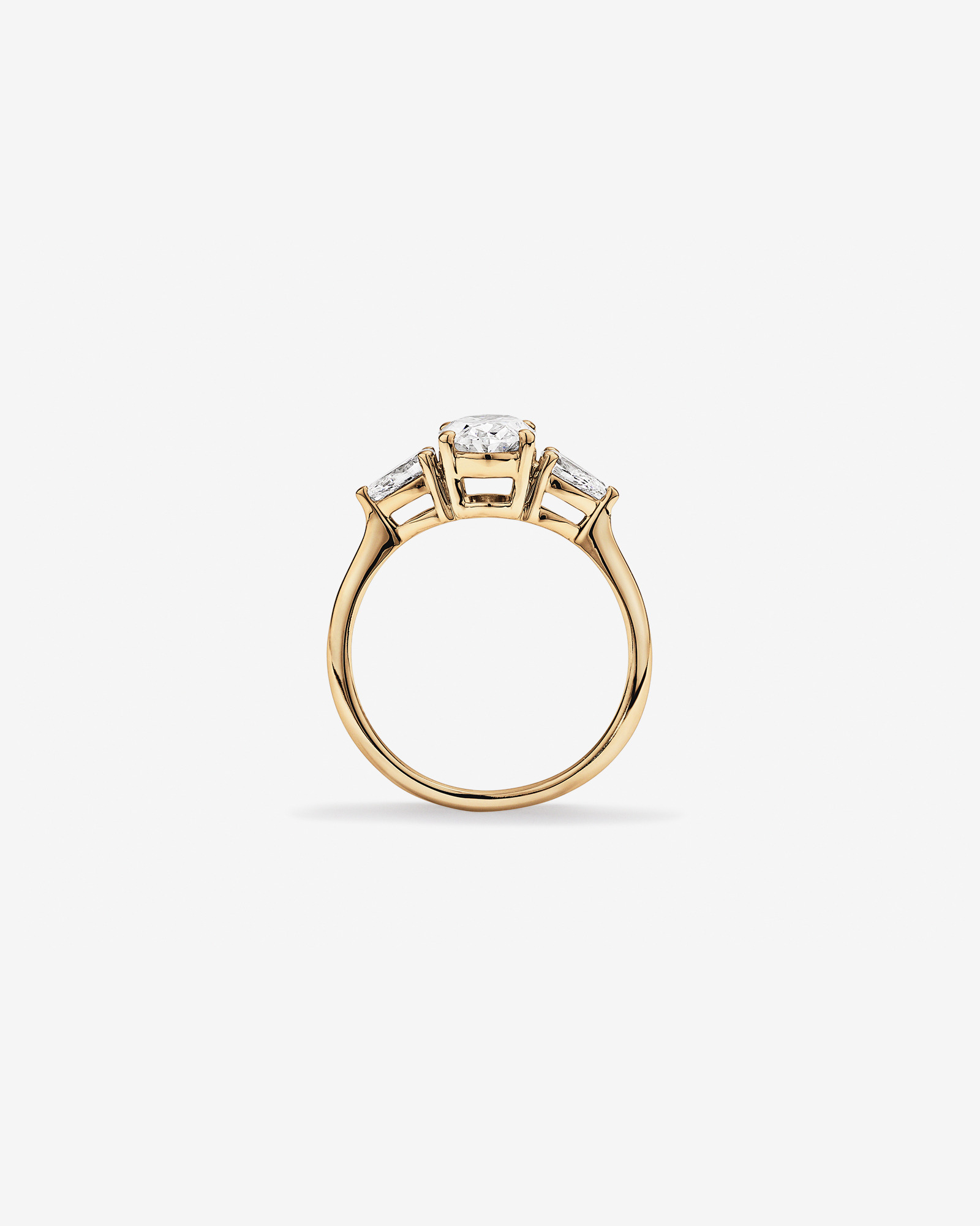Bague de fiançailles en diamant cultivé laboratoire TW trois pierres 1,65 carat or jaune 14 carats