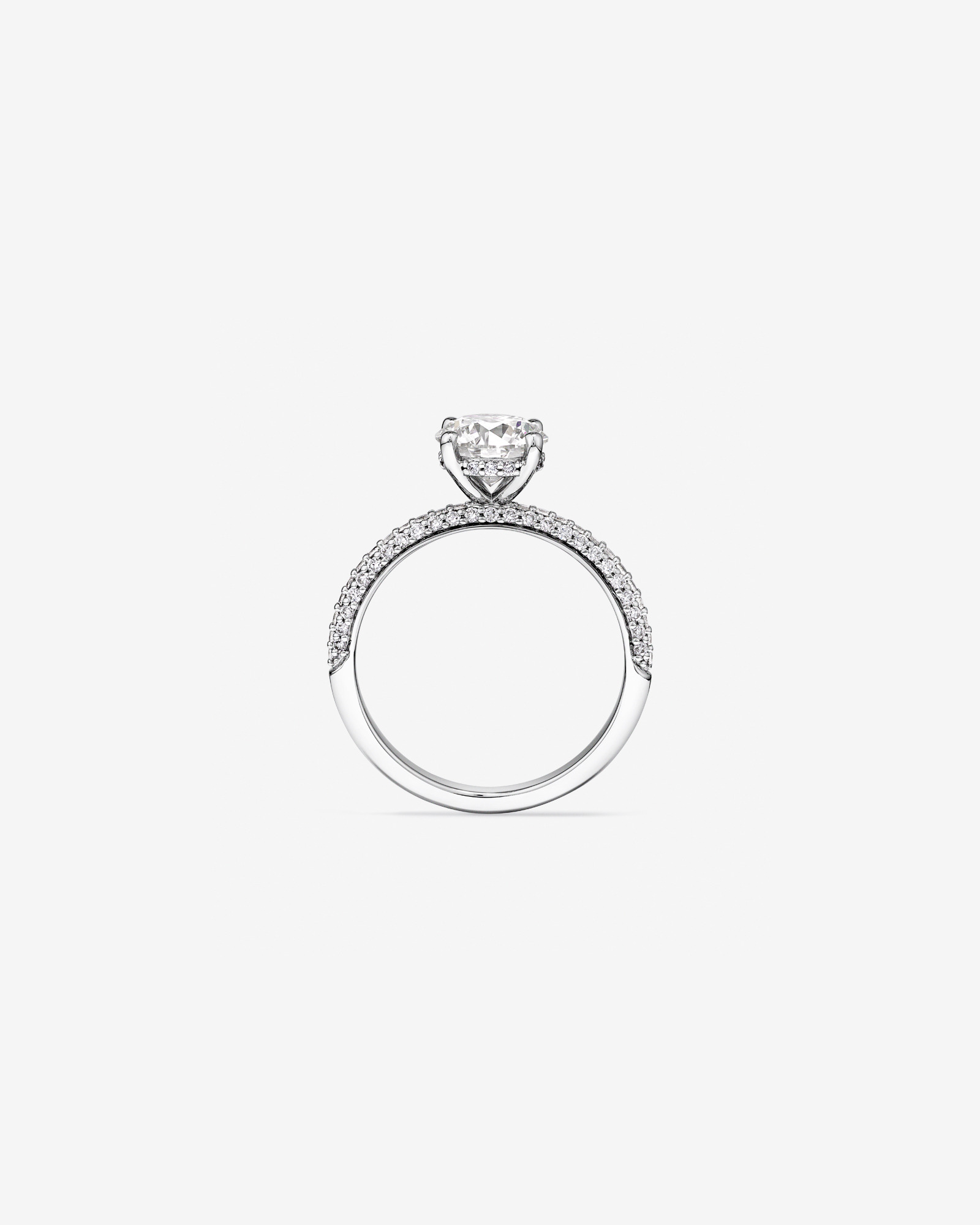 1.95 Carat TW Round Brilliant Laboratory-Grown Diamond Solitaire Side Accent Engagement Ring 14kt White Gold
