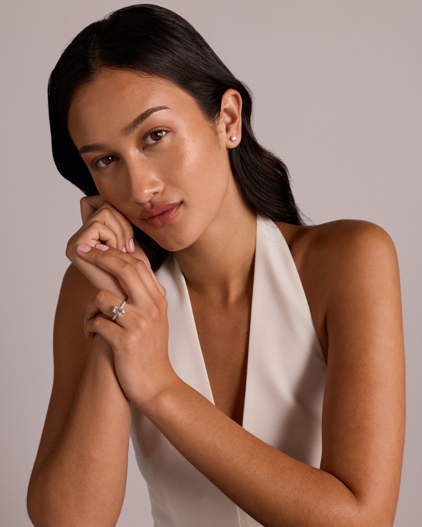 3.50 Carat TW Emerald Cut Laboratory-Grown Diamond Engagement Ring 18kt White Gold