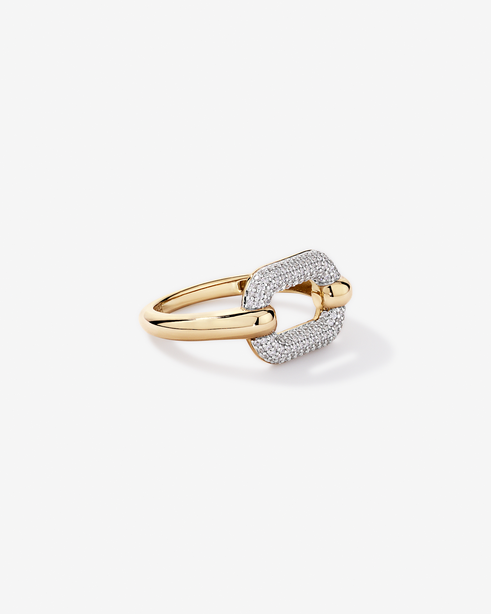 Anneau Luxe Links avec zirconie cubique en Vermeil 18 kt