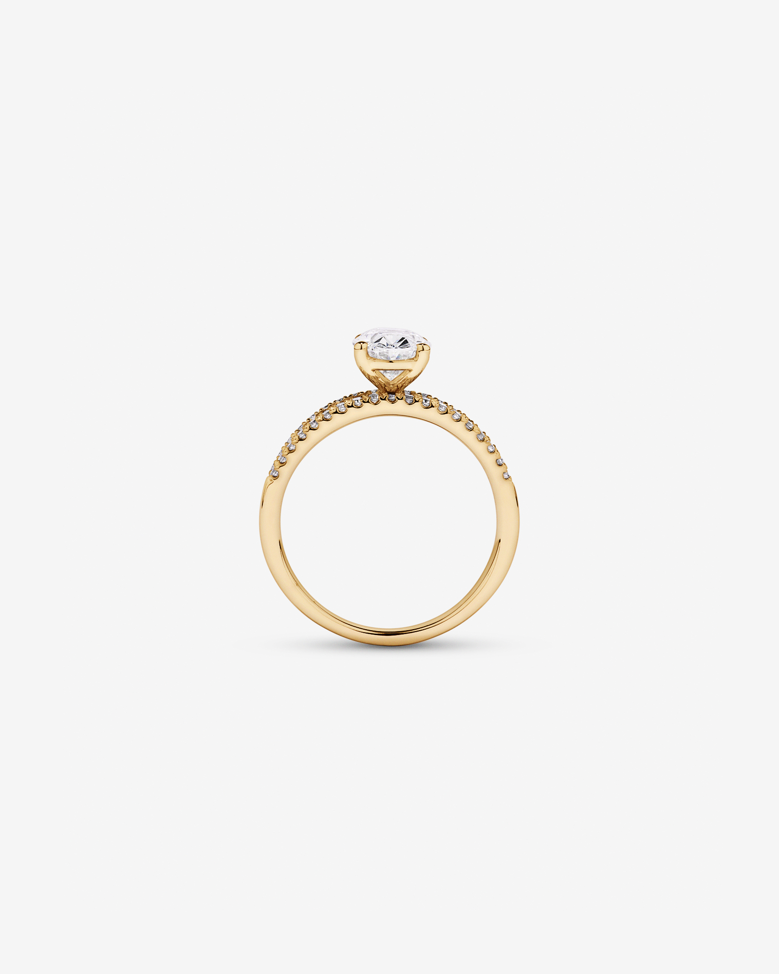 2.21 Carat TW Oval and Baguette Laboratory-Grown Side Accent Diamond Ring 14kt Yellow Gold