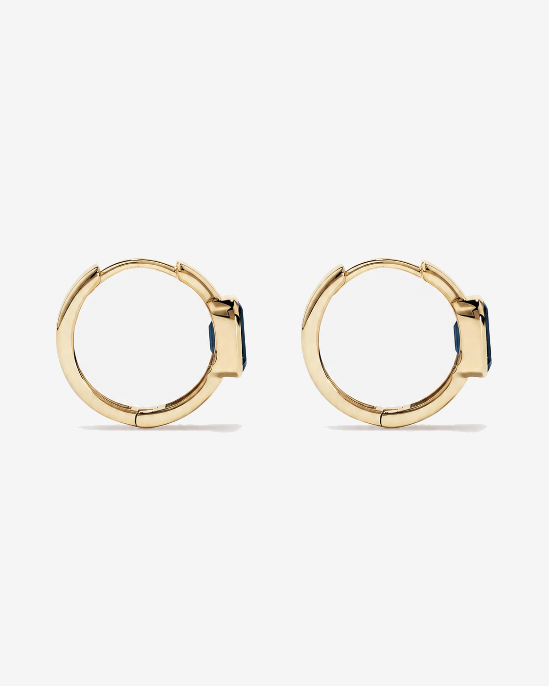 London Blue Topaz Bezel Huggie Earrings in 10kt Yellow Gold