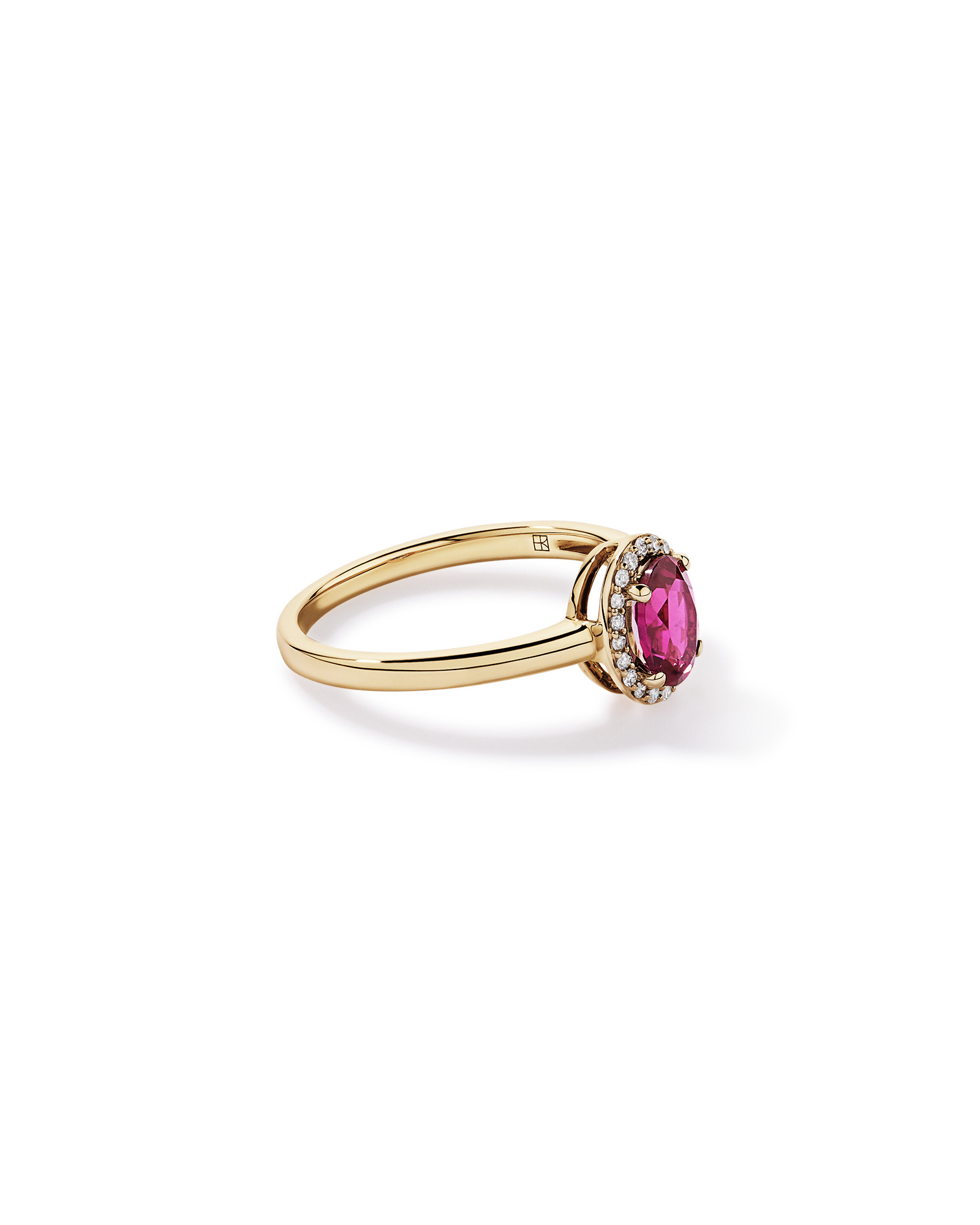 Created Ruby & 0.08 Carat TW Diamond Halo Ring 10kt Yellow Gold