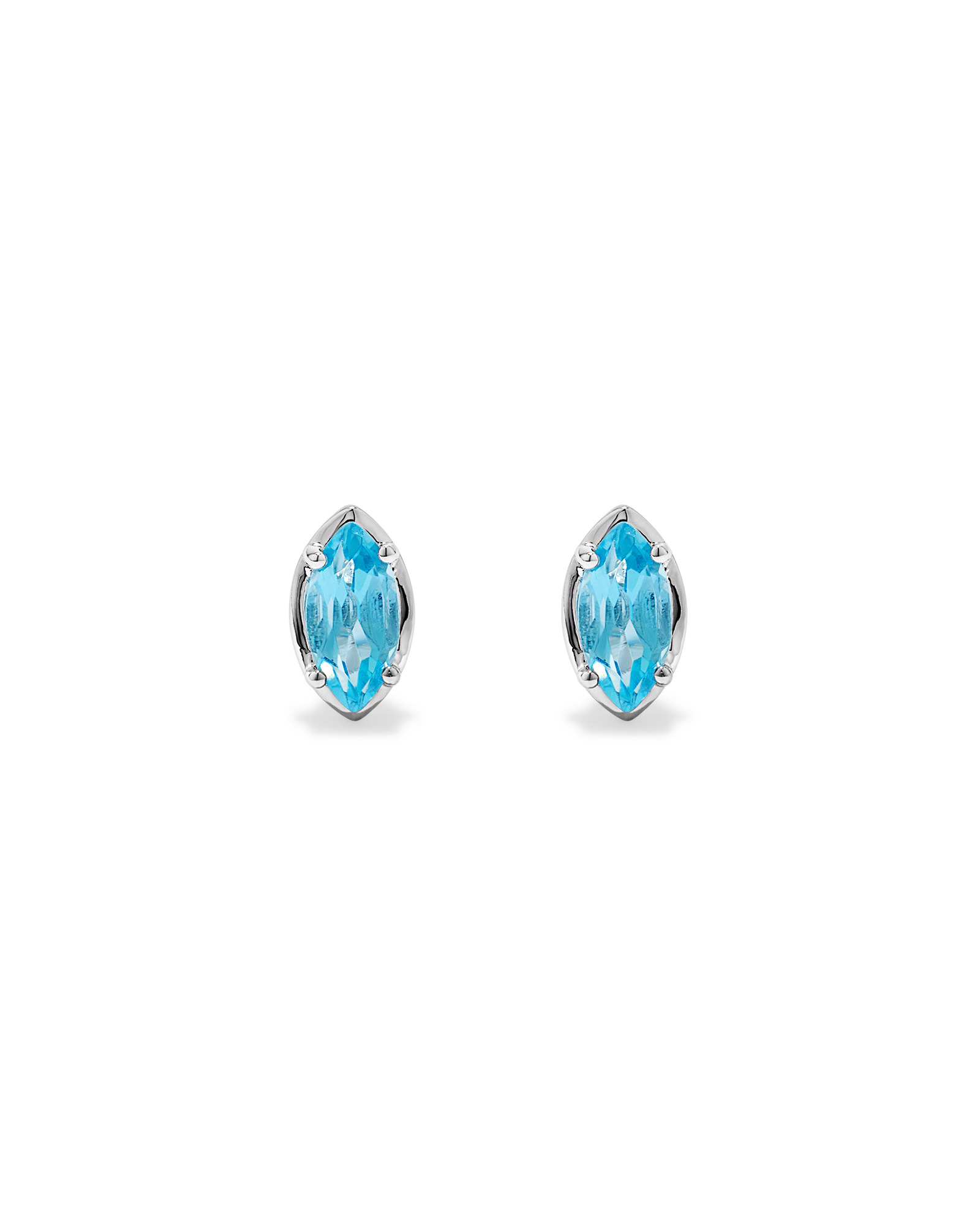 Marquise-Cut Swiss Blue Topaz Stud Earrings in Sterling Silver
