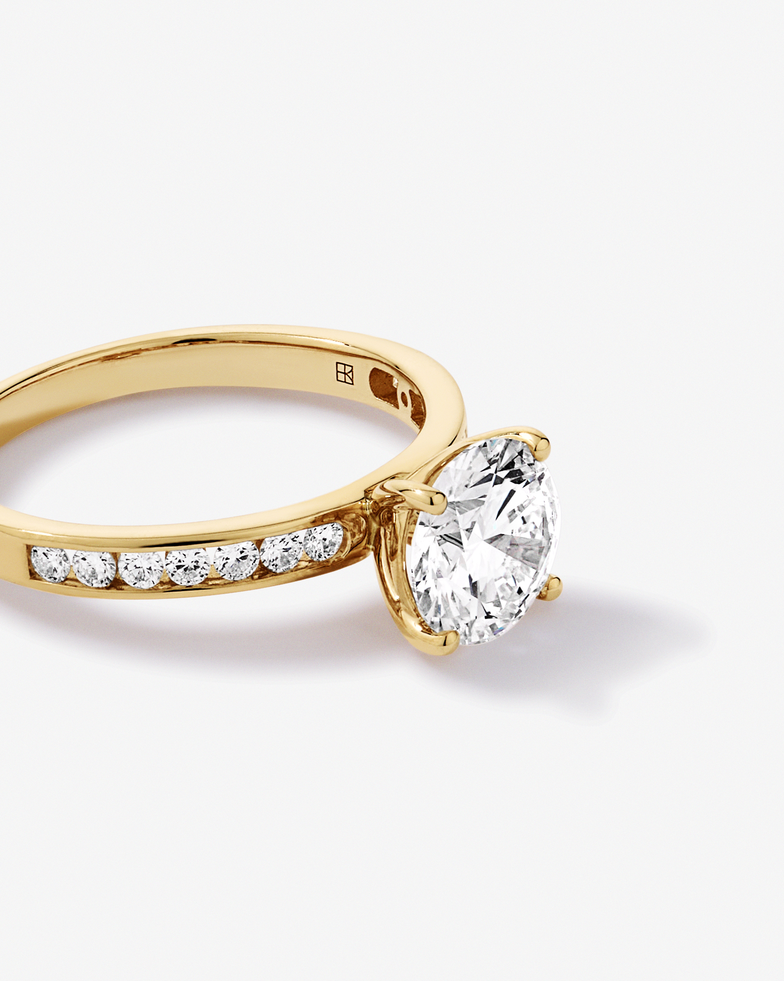 2.00 Carat TW Round Brilliant Laboratory-Grown Diamond Engagement Ring with Channel Set Side Accent Diamonds 14kt Gold
