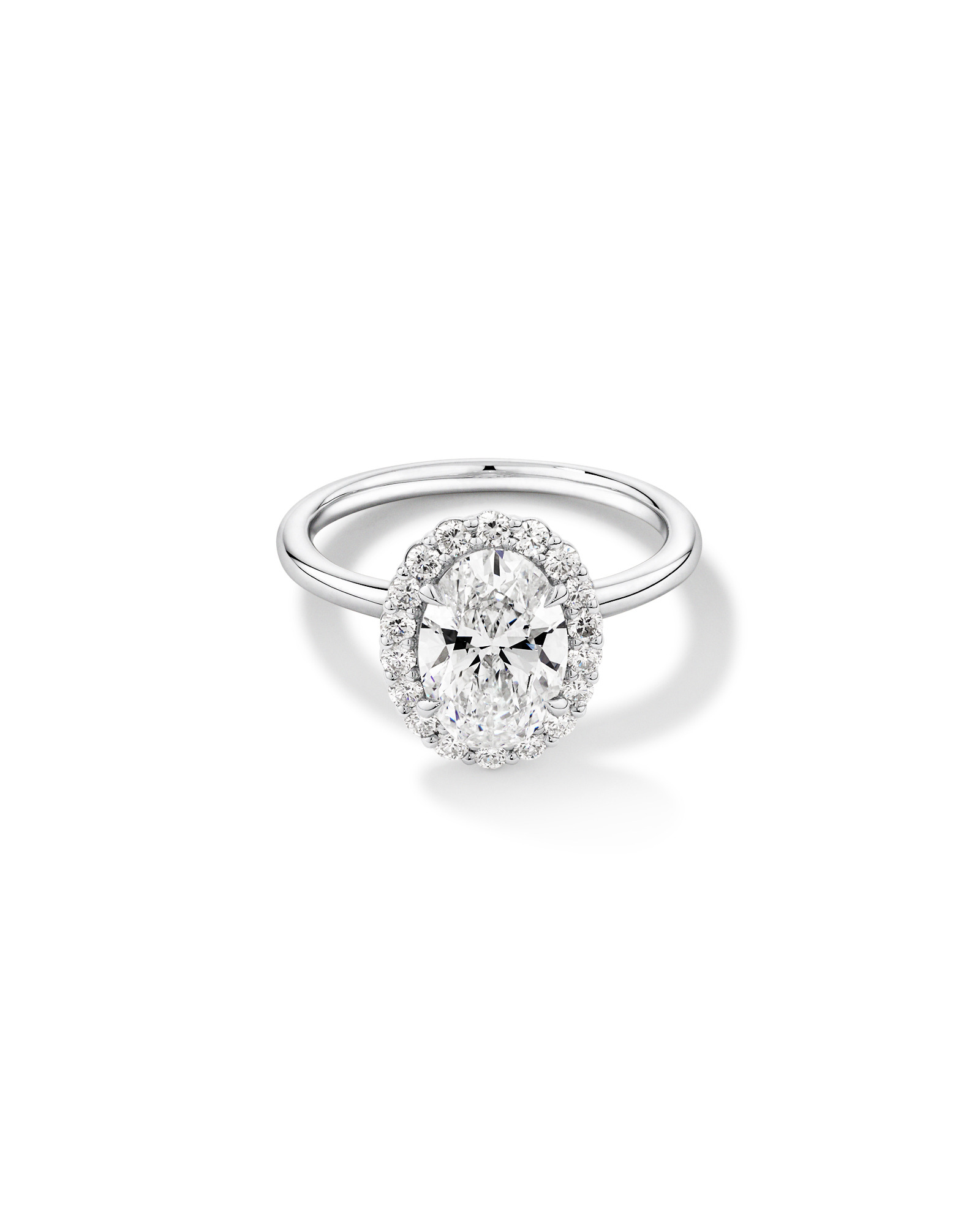2.34 Carat TW Oval Cut Laboratory-Grown Diamond Halo Engagement Ring in 14kt Gold
