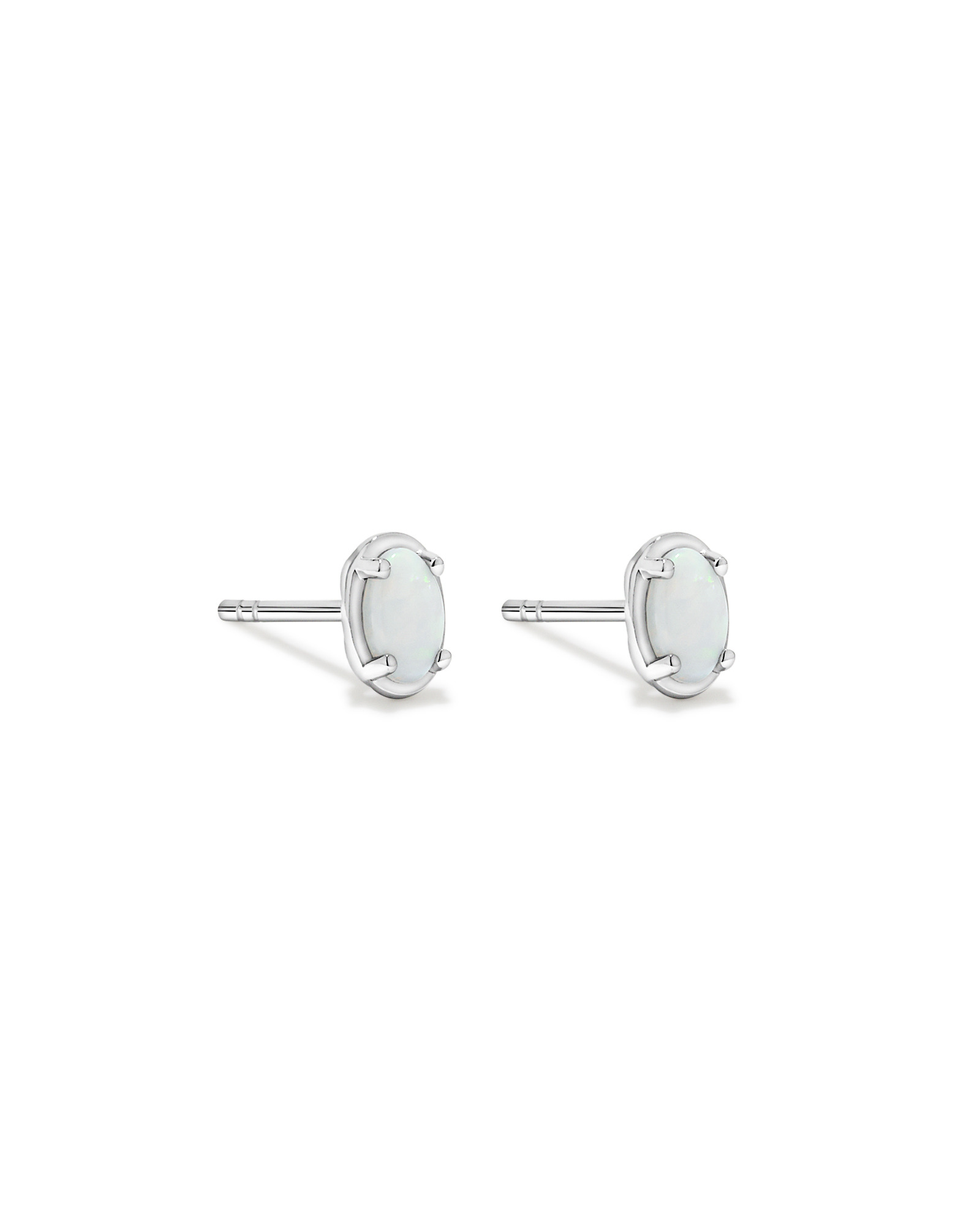 Oval Australian Opal Stud Earrings in Sterling Silver