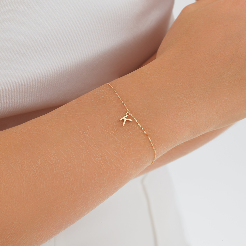 19cm (7.5") K Initial Bracelet in 10kt Yellow Gold