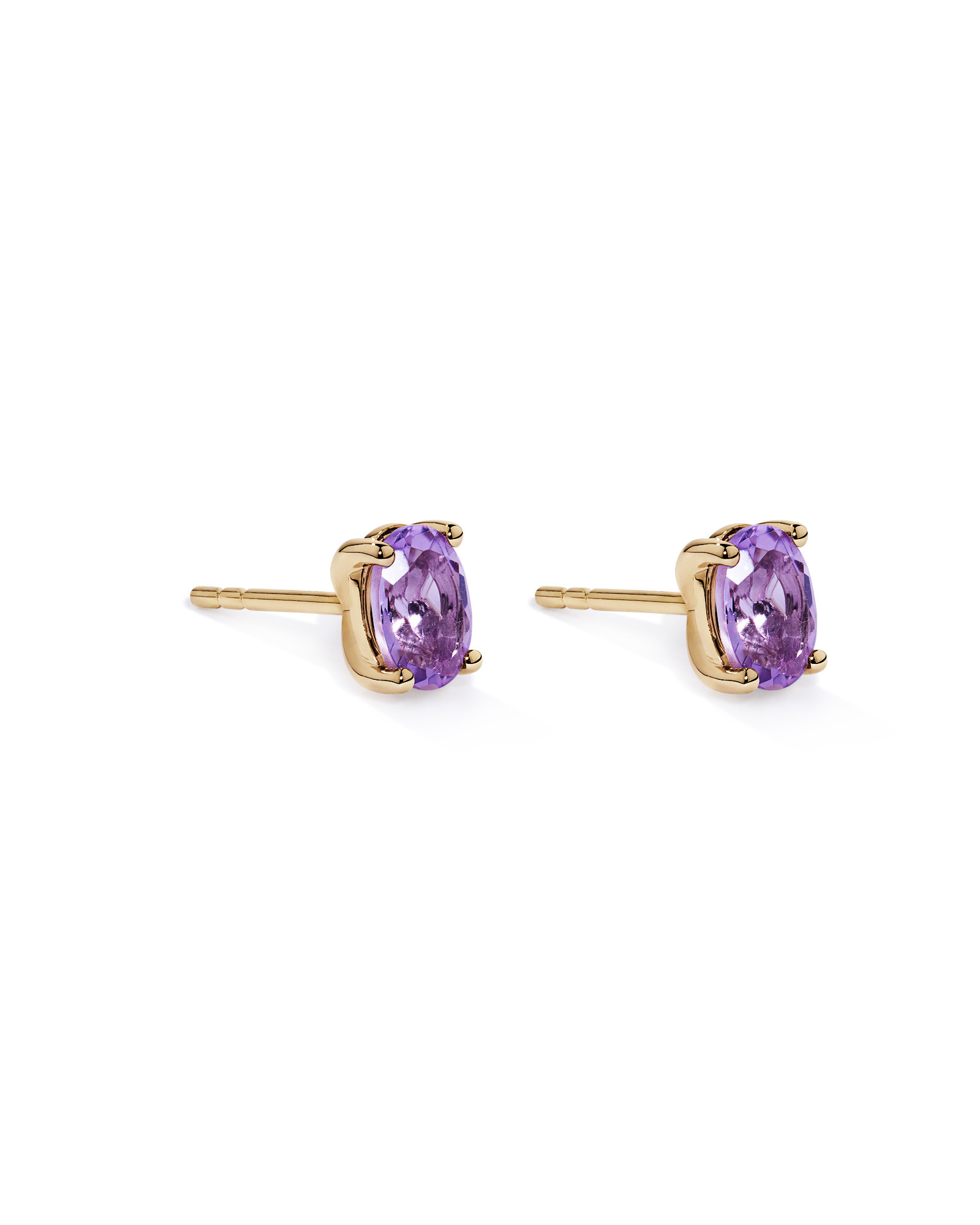Oval Rose Amethyst Stud Earrings in 10kt Yellow Gold