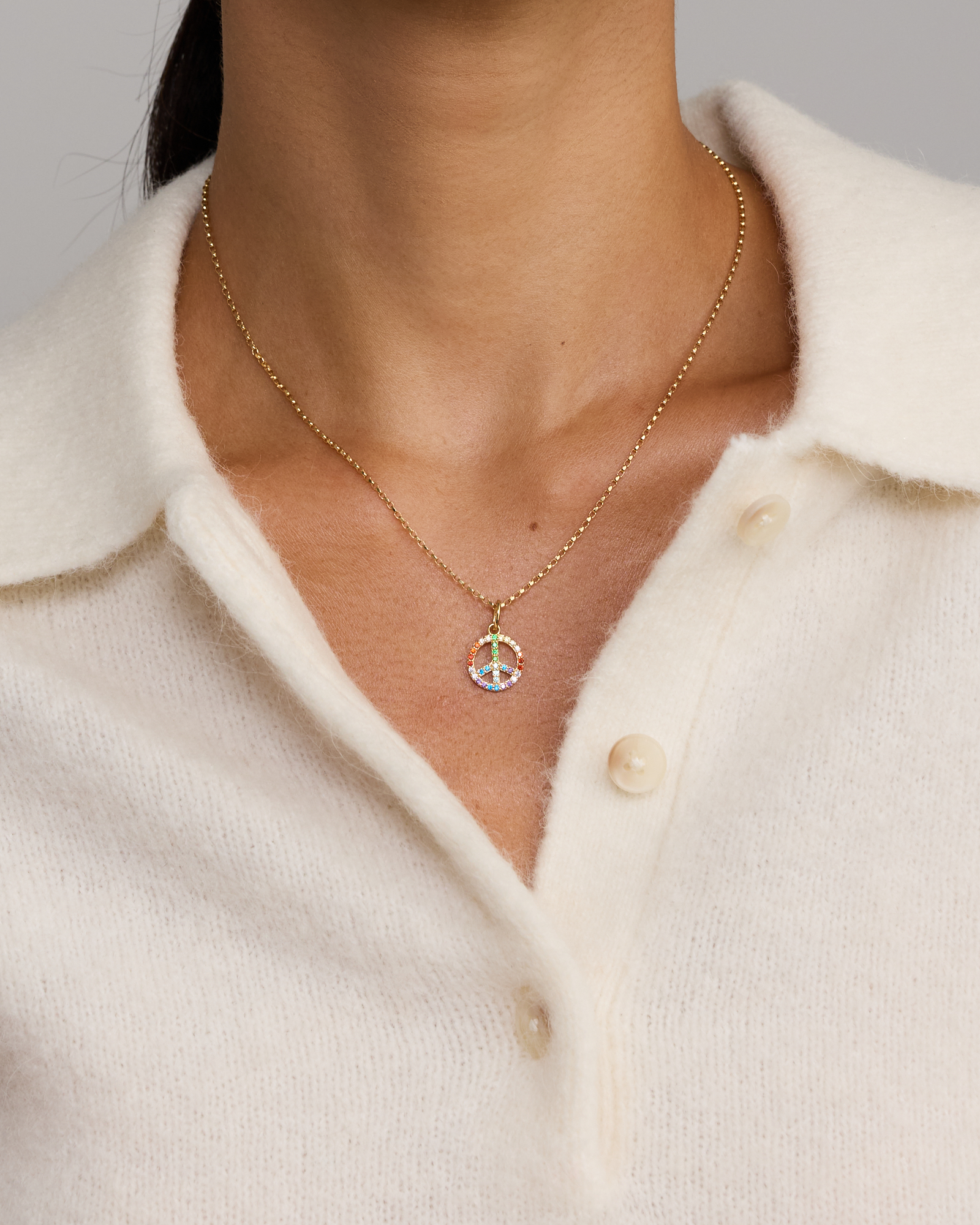 Peace Pendant in 18Kt Vermeil with Cubic Zirconia