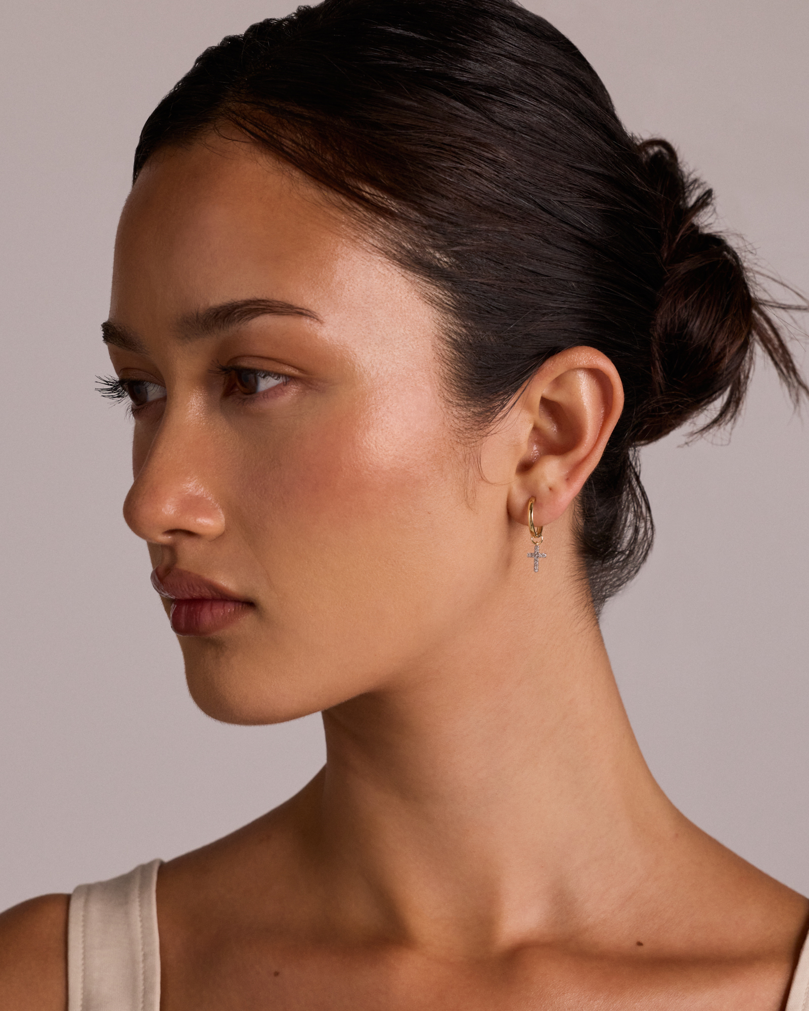 Cross Single Ear Charm with 0.04 Carat TW of Diamonds in 10kt Yellow Gold