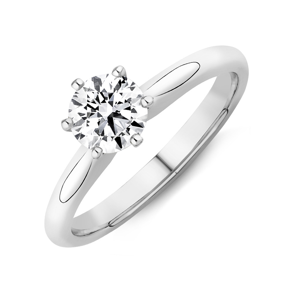 Bague de fiançailles en or blanc 18 K à diamant solitaire certifié totalisant 0,75 ct