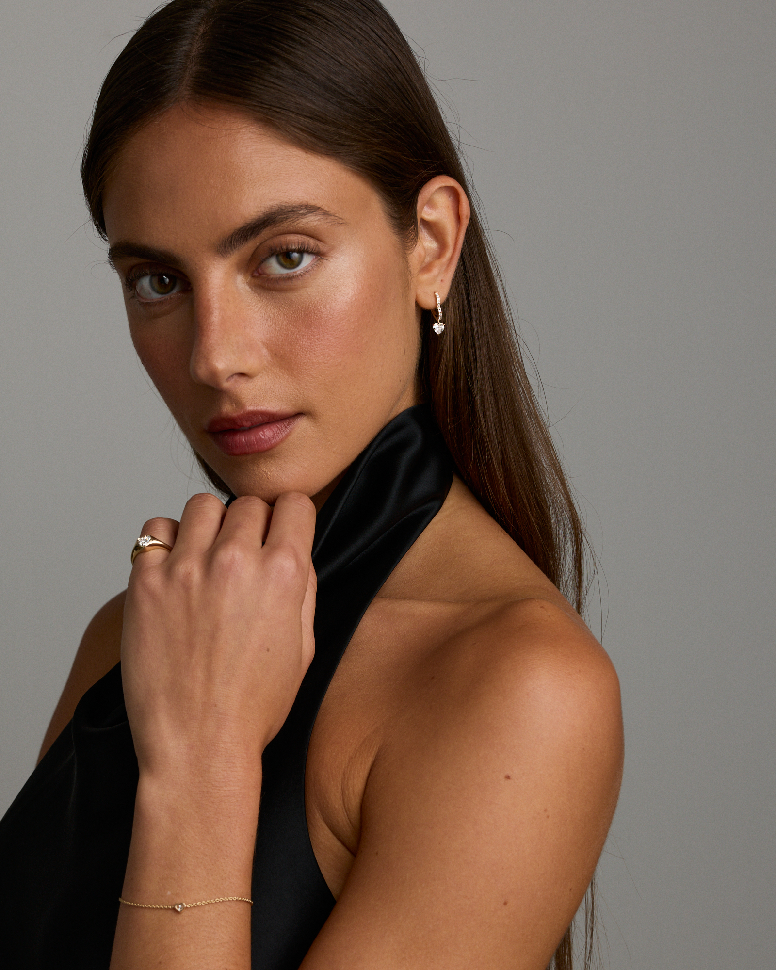 1.19 Carat Laboratory-Grown Diamond Heart Drop Earrings  in 10kt Yellow Gold