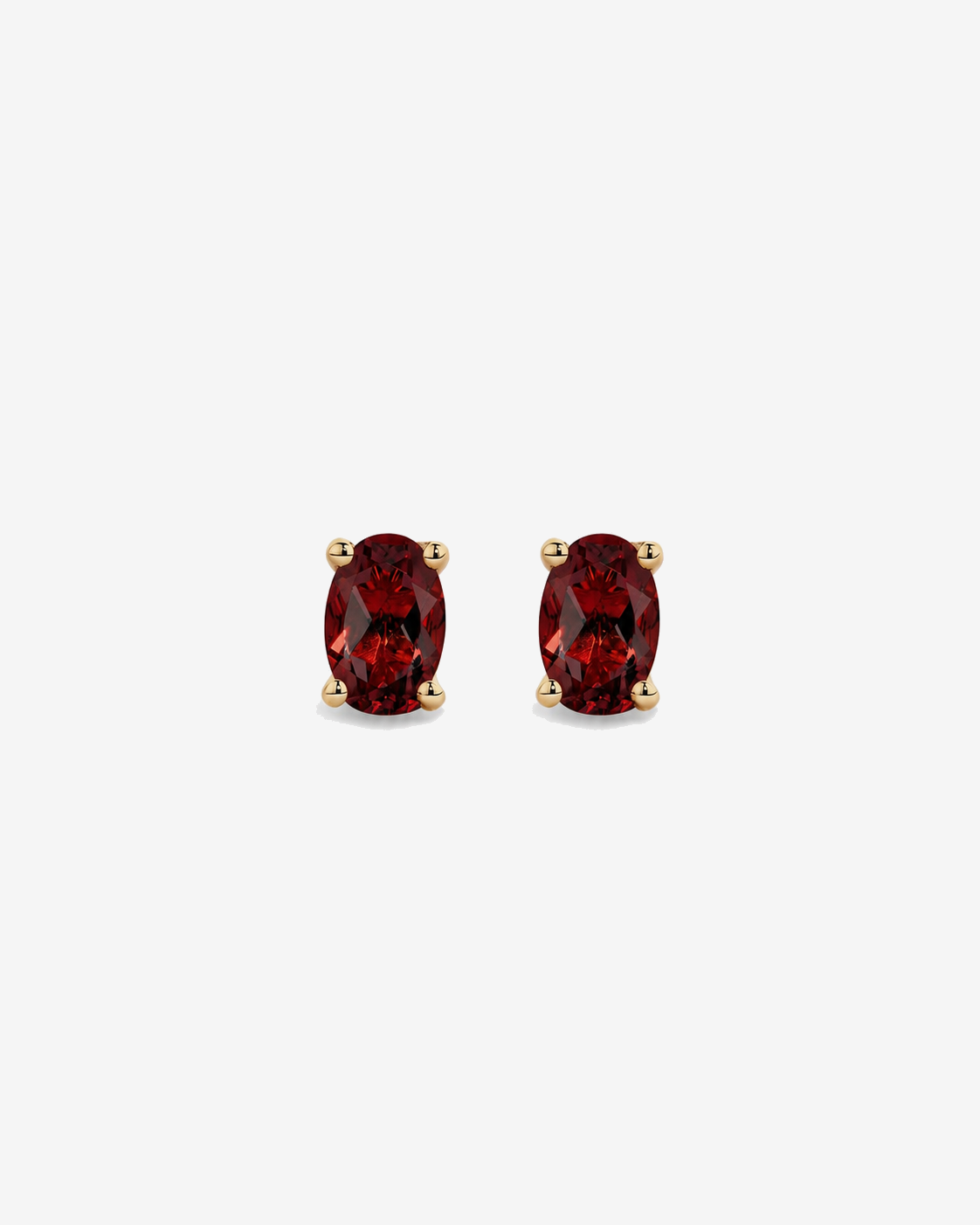 Oval Garnet Stud Earrings in 10kt Yellow Gold