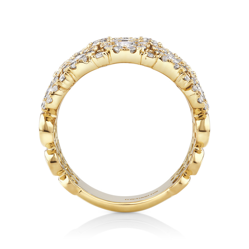 3 Row Bubble Ring with 3.00 Carat TW Diamonds in 14kt Yellow Gold