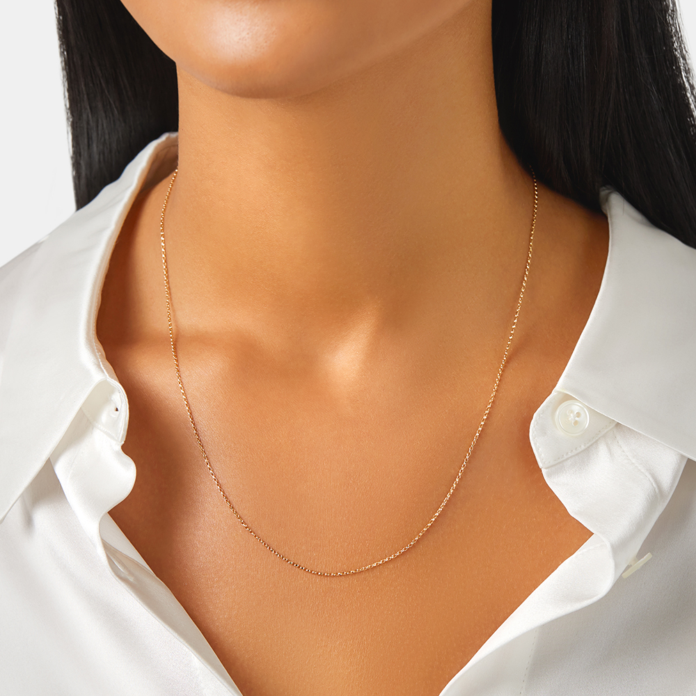 Chaîne belcher à taille diamant de 50 cm en or jaune 18 K, largeur de 1 mm