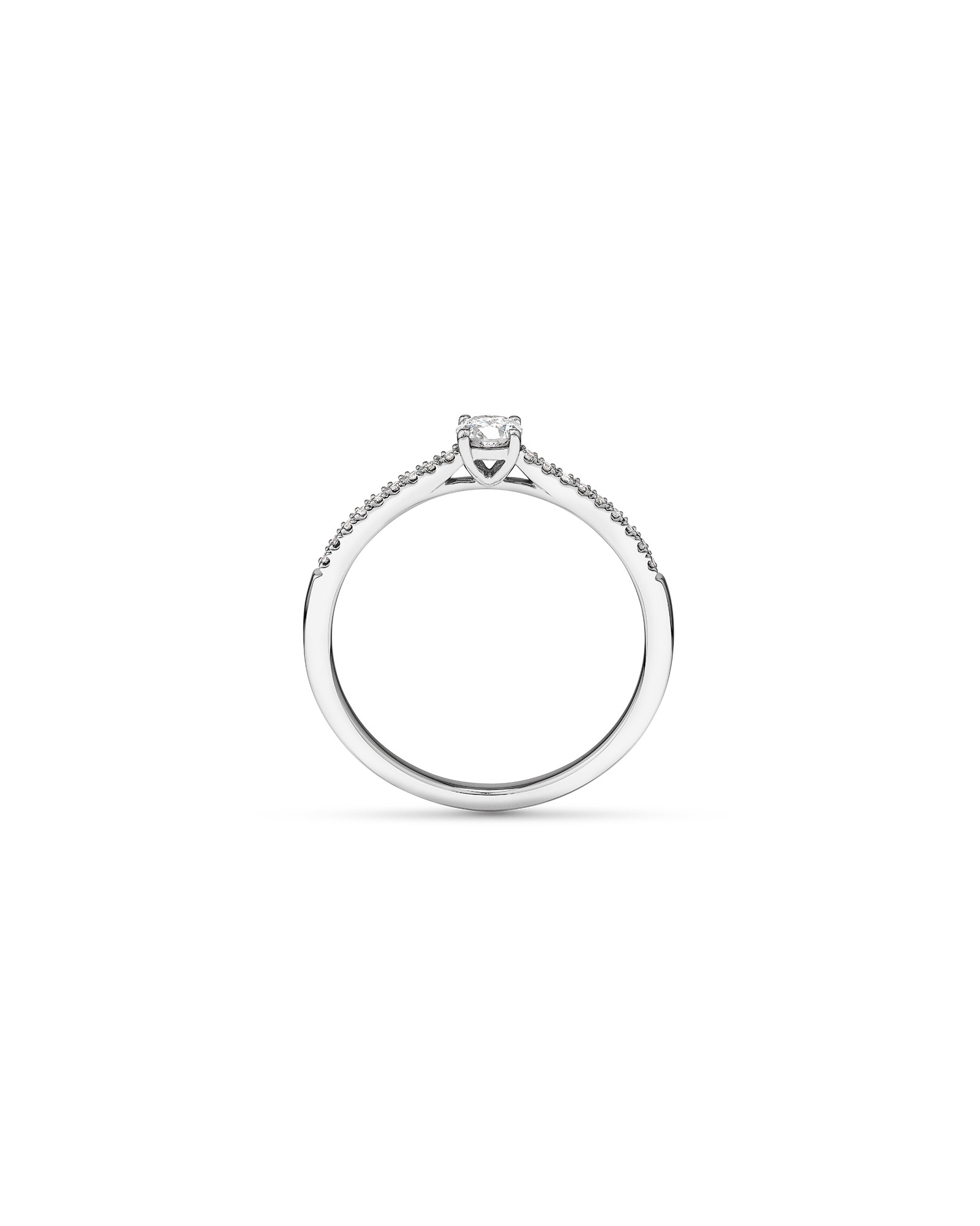 Bague de Fiançailles avec Accent Latéral en Diamant Rond Brillant 0,25 Carat TW en Or Blanc 14 kt