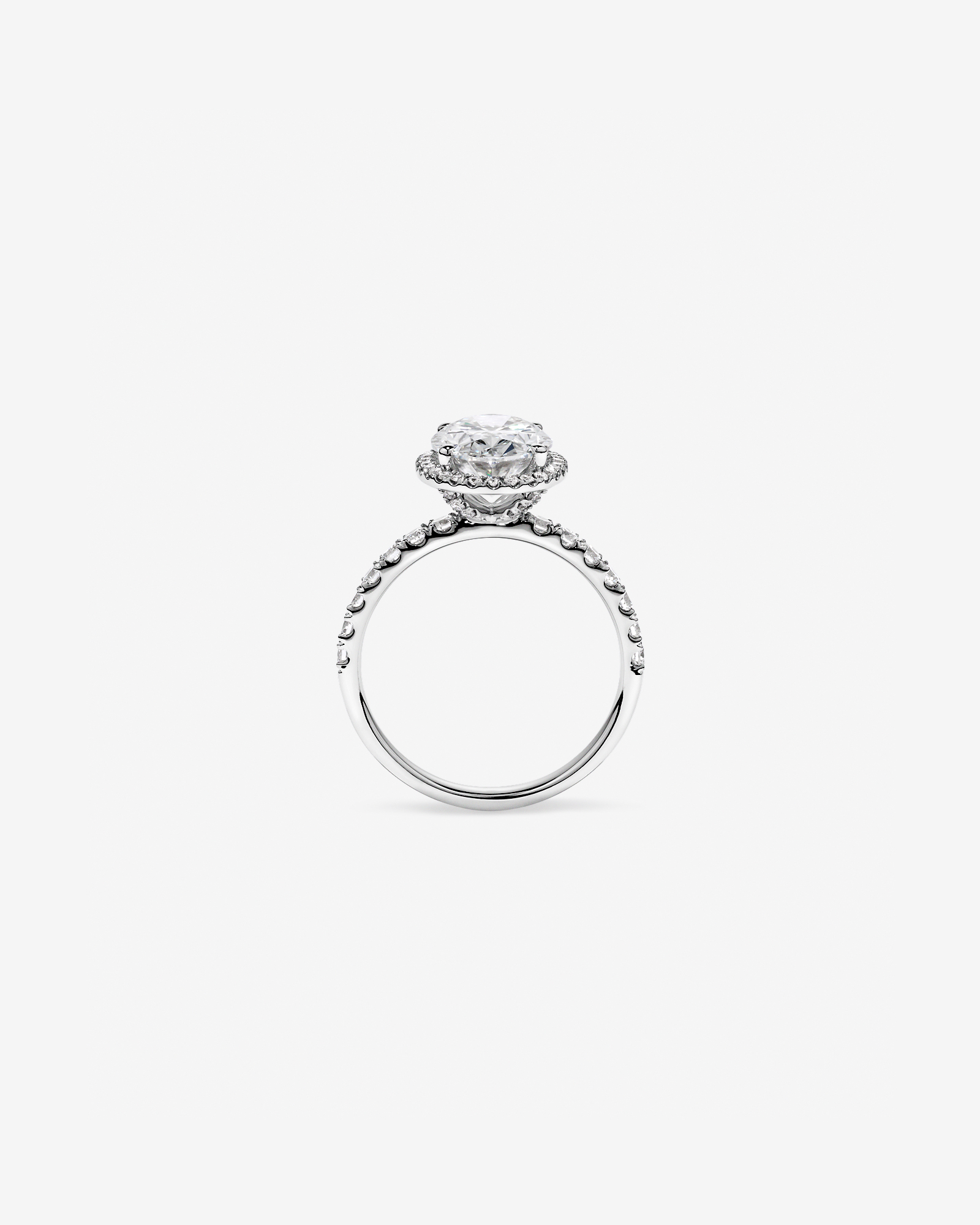 3.60 Carat TW Oval Cut Laboratory-Grown Diamond Halo Engagement Ring 18kt White Gold