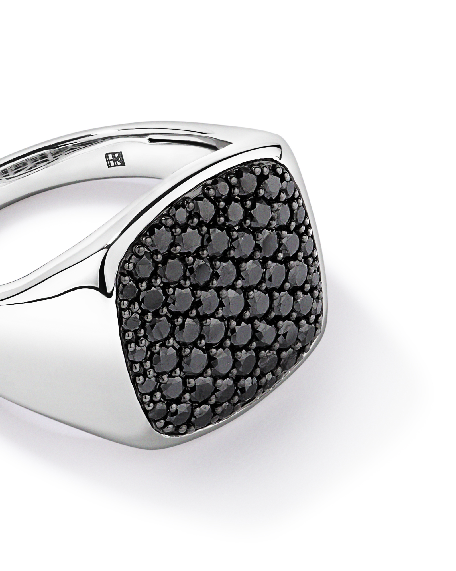 1.50TDW Black Diamond Pavé Signet Ring in Sterling Silver