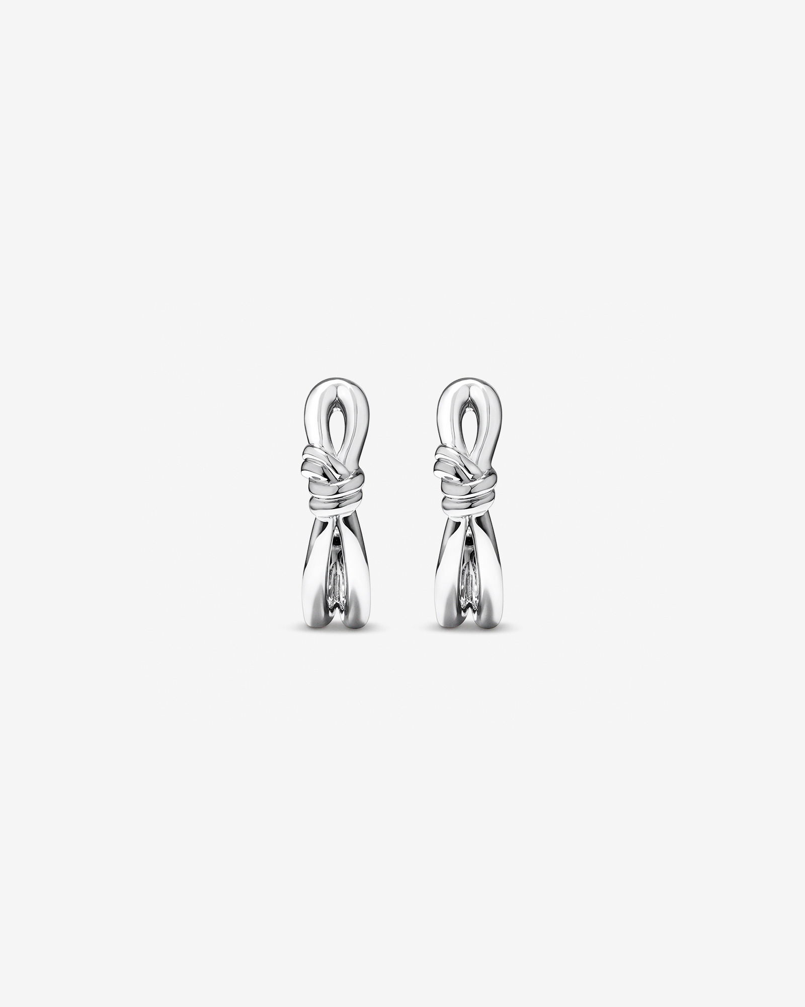 Knot Half Hoop Stud Earrings in Sterling Silver