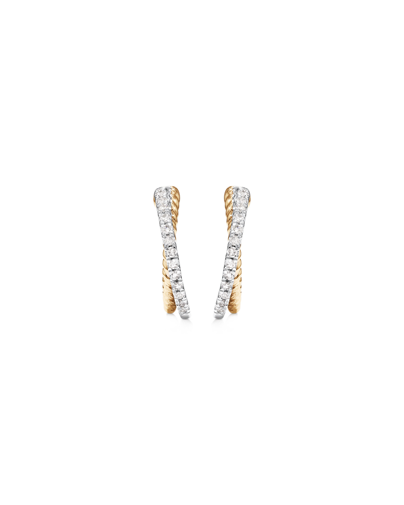 Boucles d'oreilles en argent sterling et or jaune 10 K avec diamants totalisant 0,20 ct