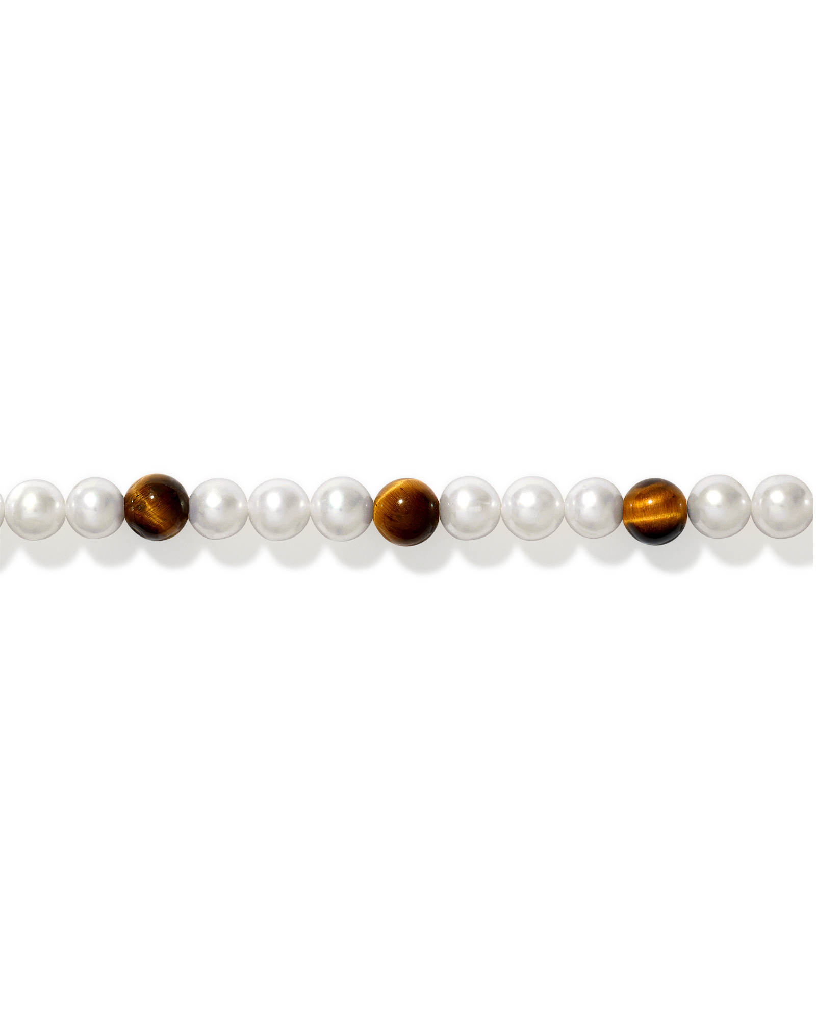 Cultured Freshwater Pearl & Tiger Eye Necklace in Sterling Silver