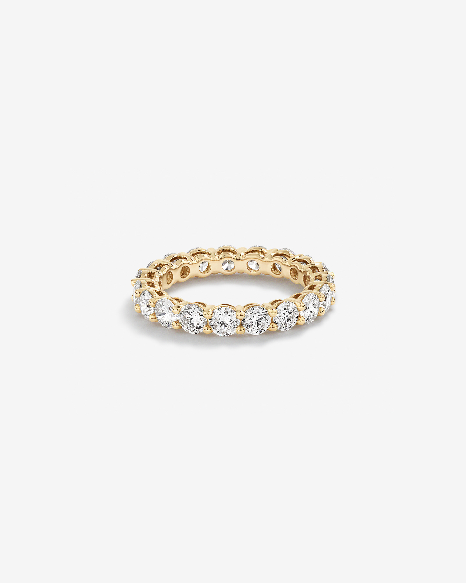 3,00 carats TW bague éternité à diamants ronds brillants cultivés en laboratoire en or jaune 14kt