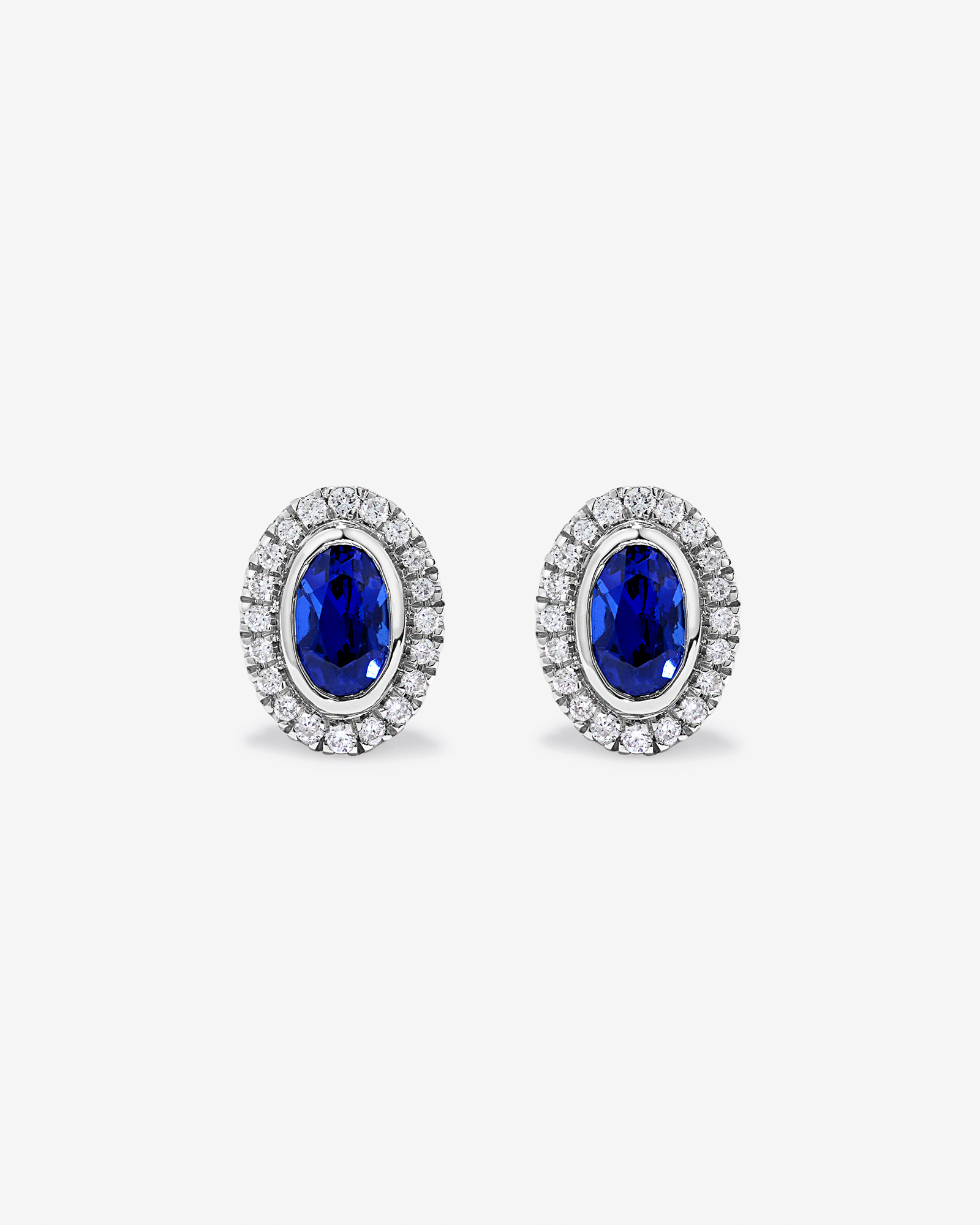 Created Sapphire & 0.14TW Laboratory-Grown Diamonds Halo Gift Set in Sterling Silver