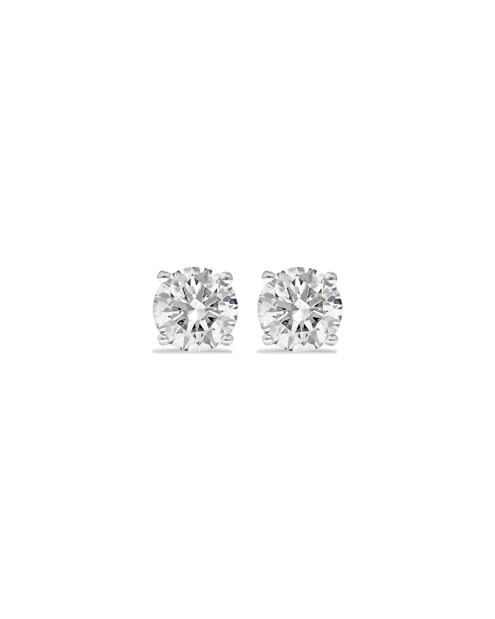 Boucles d’oreilles en diamant solitaire cultivées en laboratoire de 2,00 carats en or blanc 14 carats