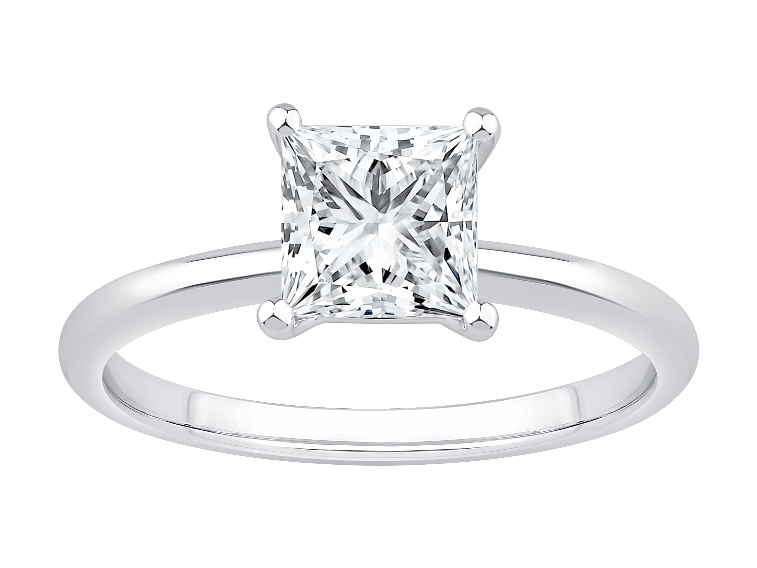 1.25 Carat TW Princess Cut Laboratory-Grown Diamond Solitaire Engagement Ring In 14kt White Gold
