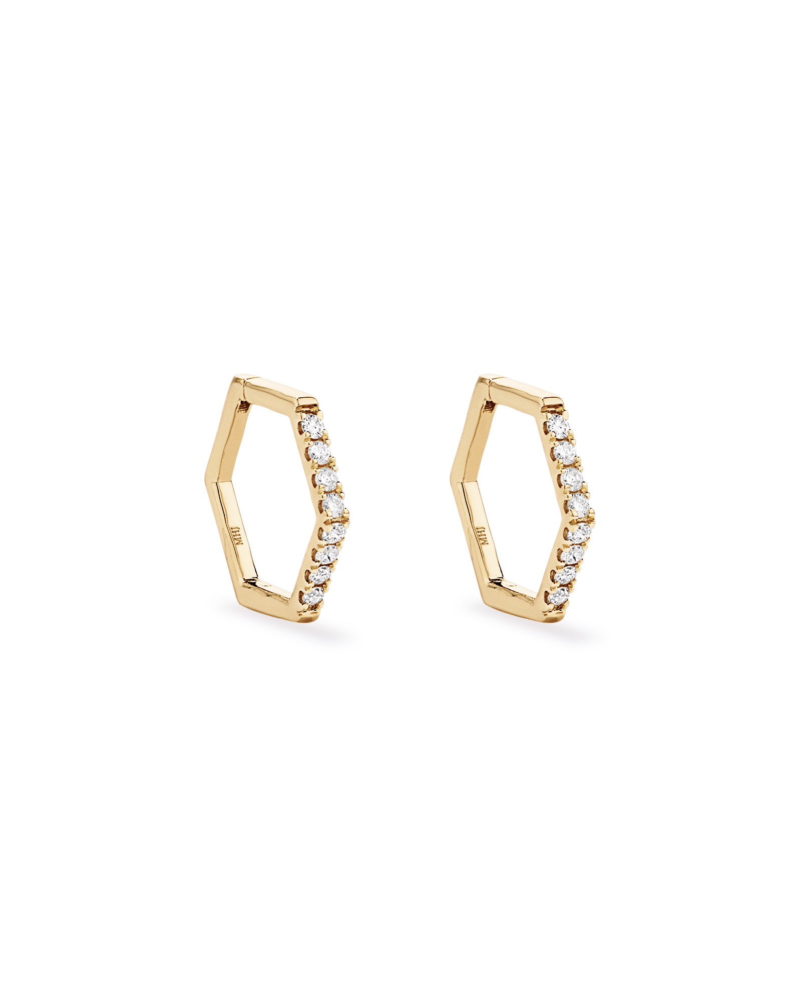 Boucles d’oreilles à cerceaux en diamant en angle en or 10 carats