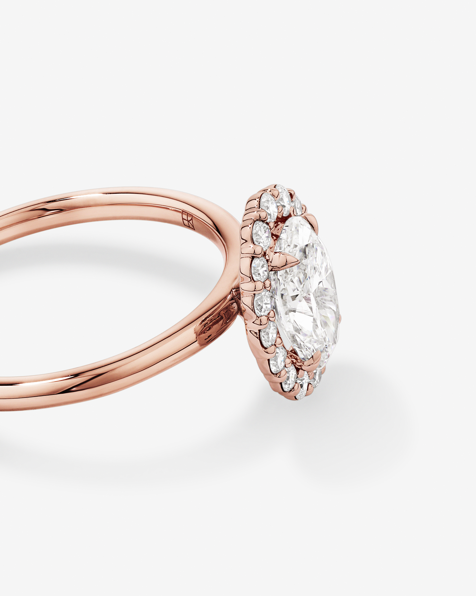 1.46 Carat TW Oval Cut Laboratory-Grown Diamond Halo Engagement Ring in 14kt Rose Gold