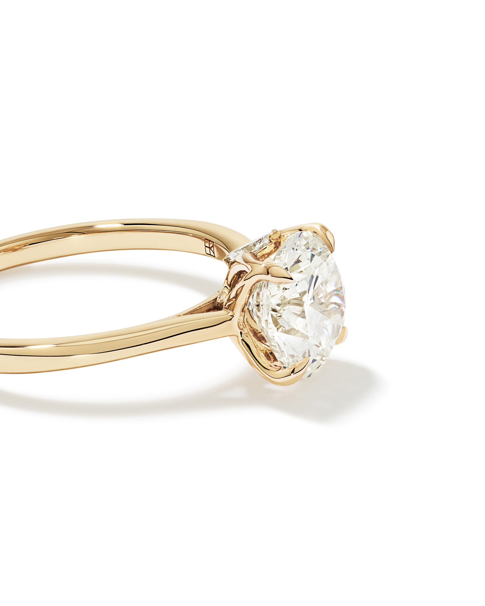 2.09 Carat TW Round Brilliant Laboratory-Grown Diamond Solitaire ring with Tulip inspired Marquise Diamonds 14kt Gold