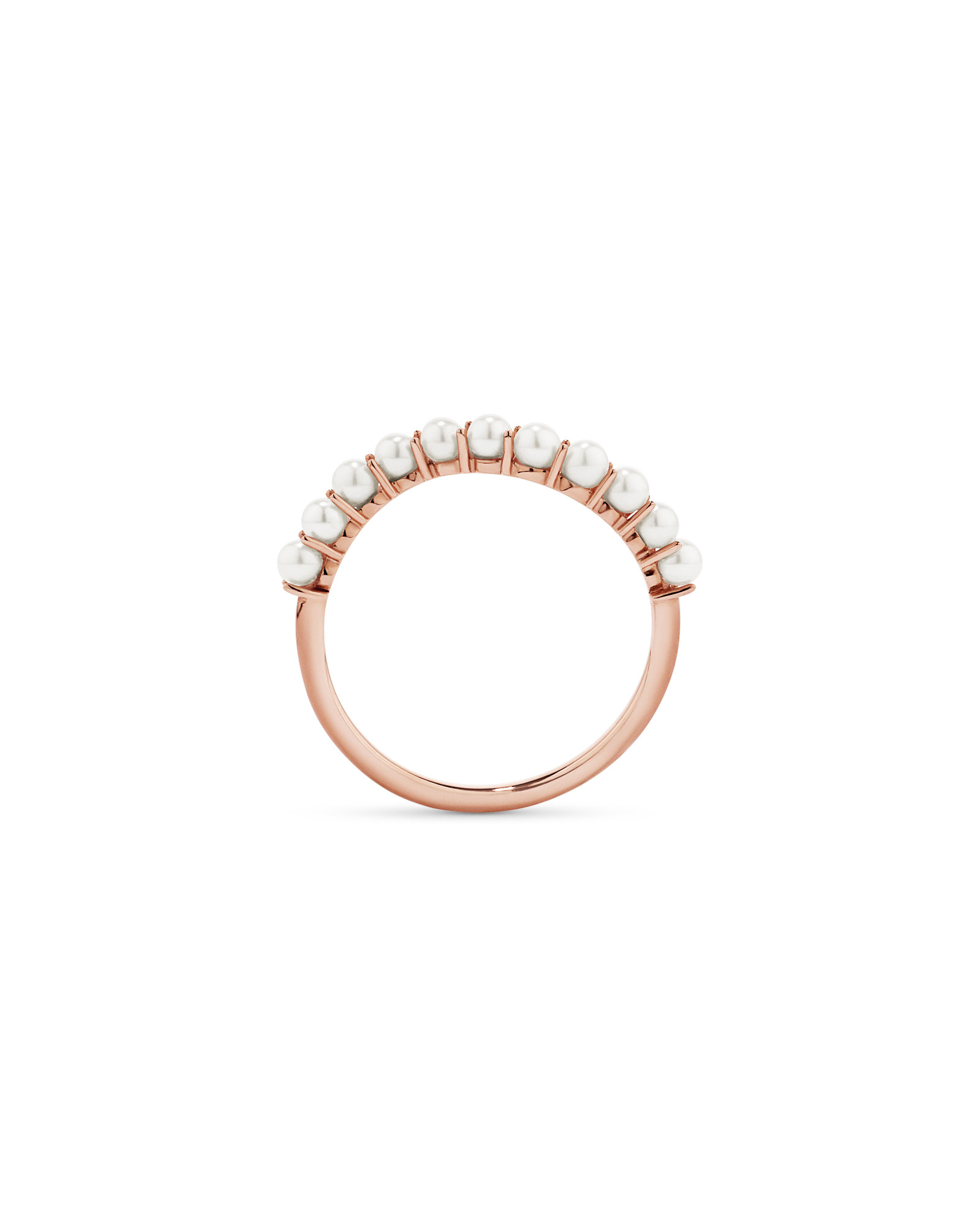 Cultured Freshwater Pearl Wave Band Ring 10kt Rose Gold