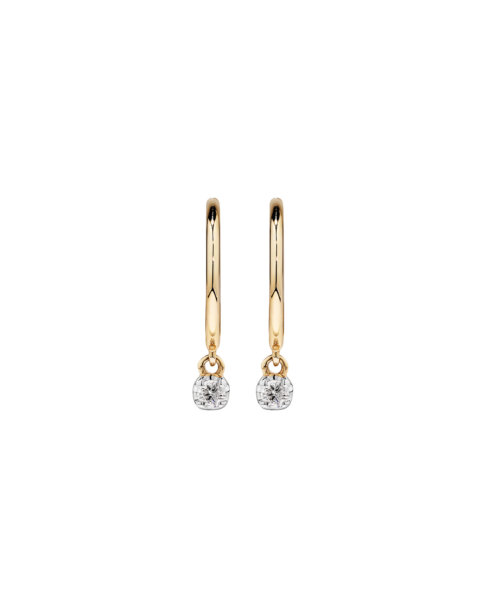 Boucles d’oreilles rondes en diamant brillant en or jaune 10 carats