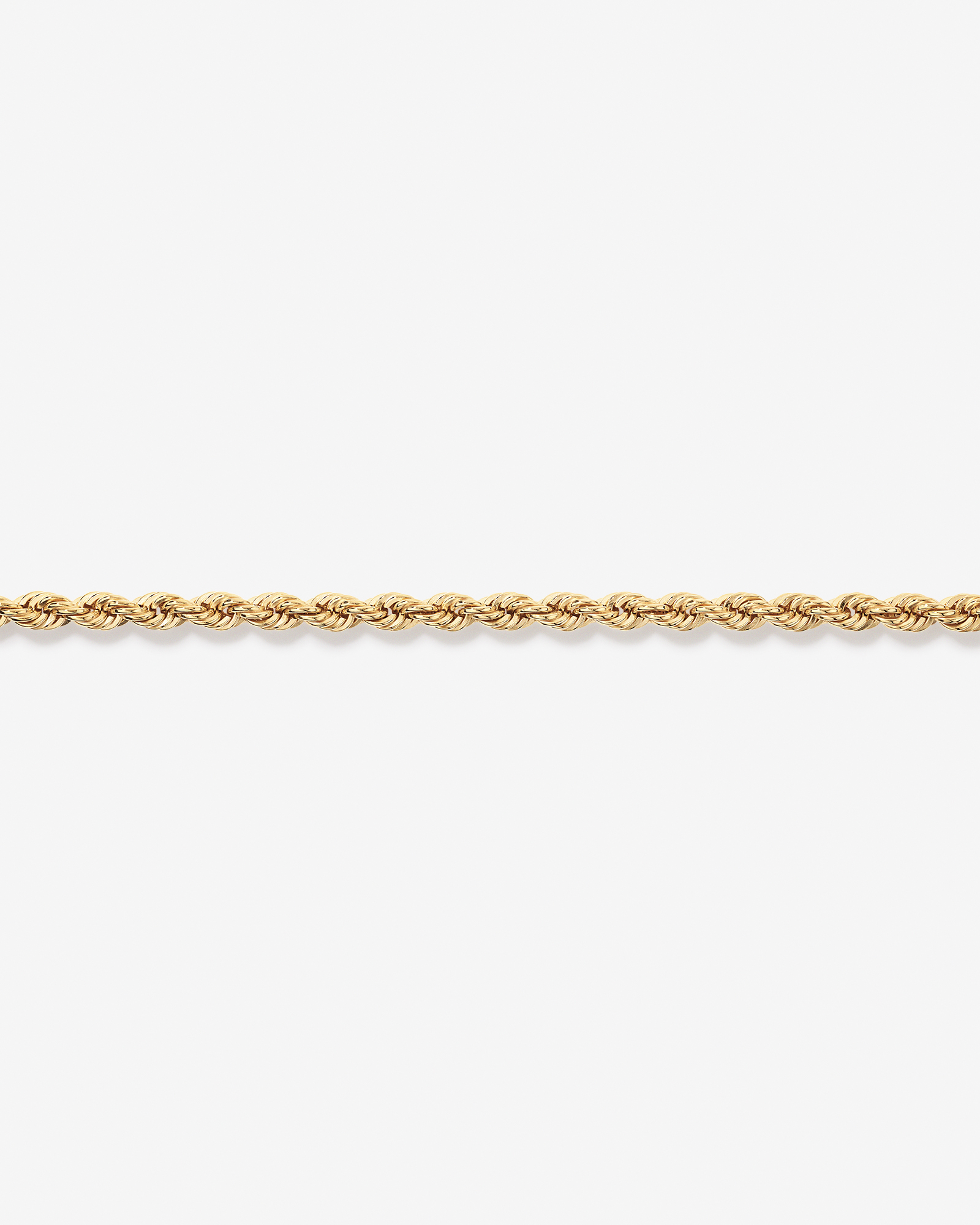 19cm (7.5") 4.4mm Width Semi-Solid Rope Bracelet in 10kt Yellow  Gold