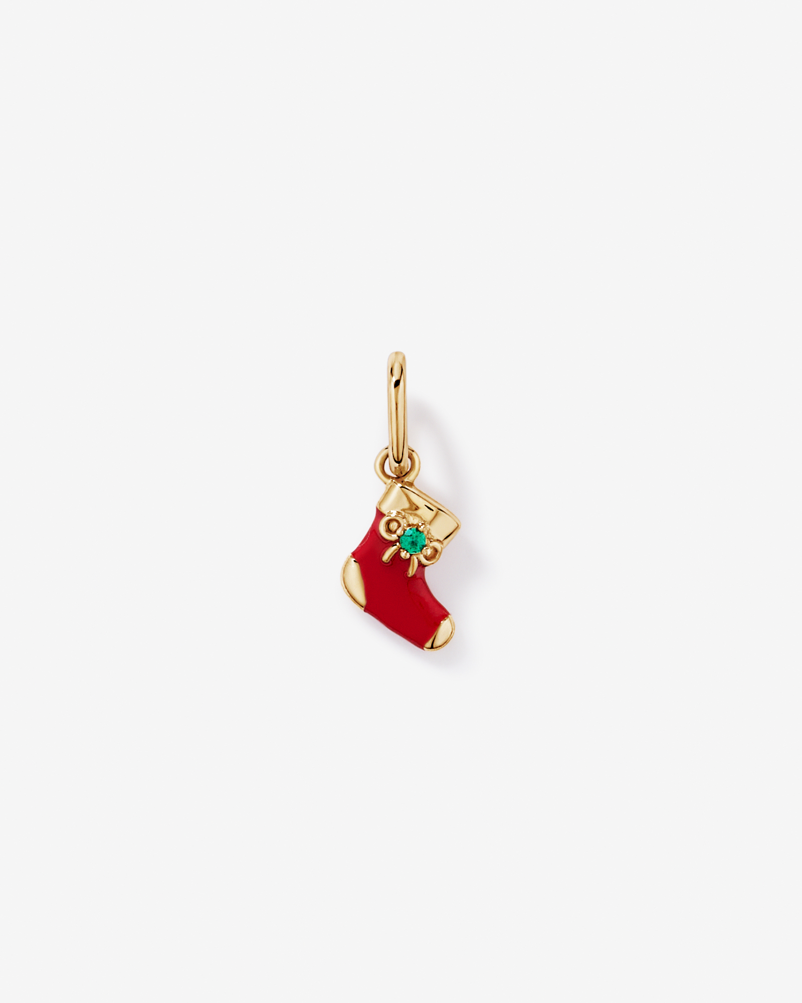 Pendentif de bas de Noël avec émeraude créée en Vermeil en or jaune 18 carats