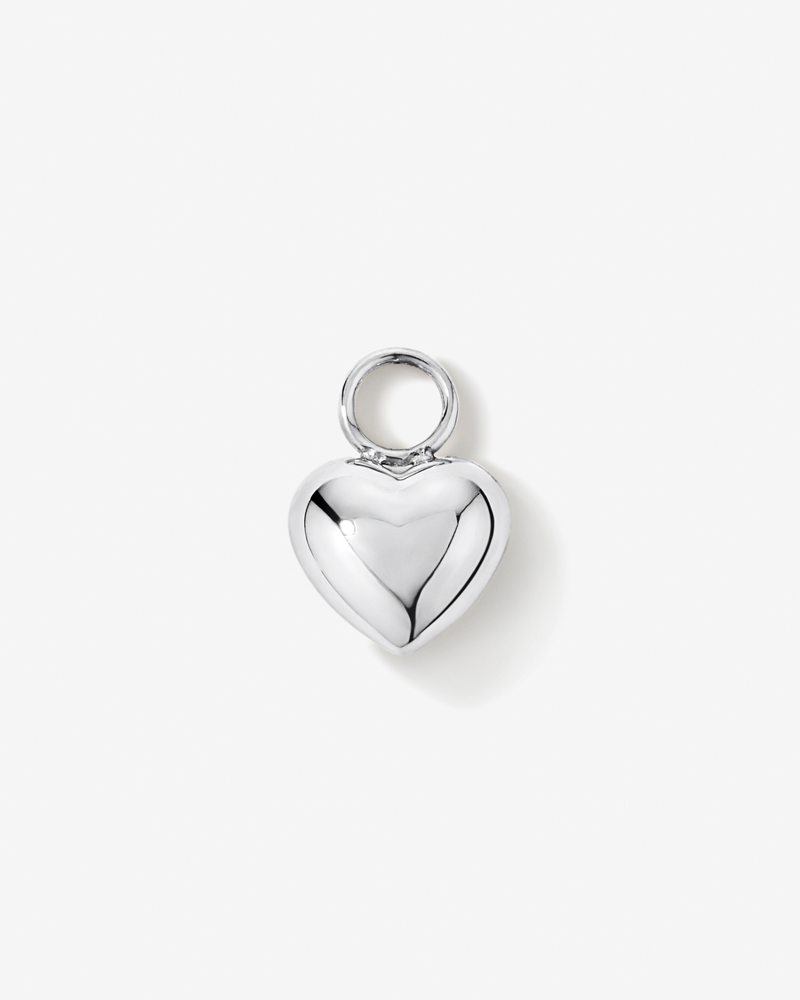 Puff Heart Single Earring Charm in Sterling Silver