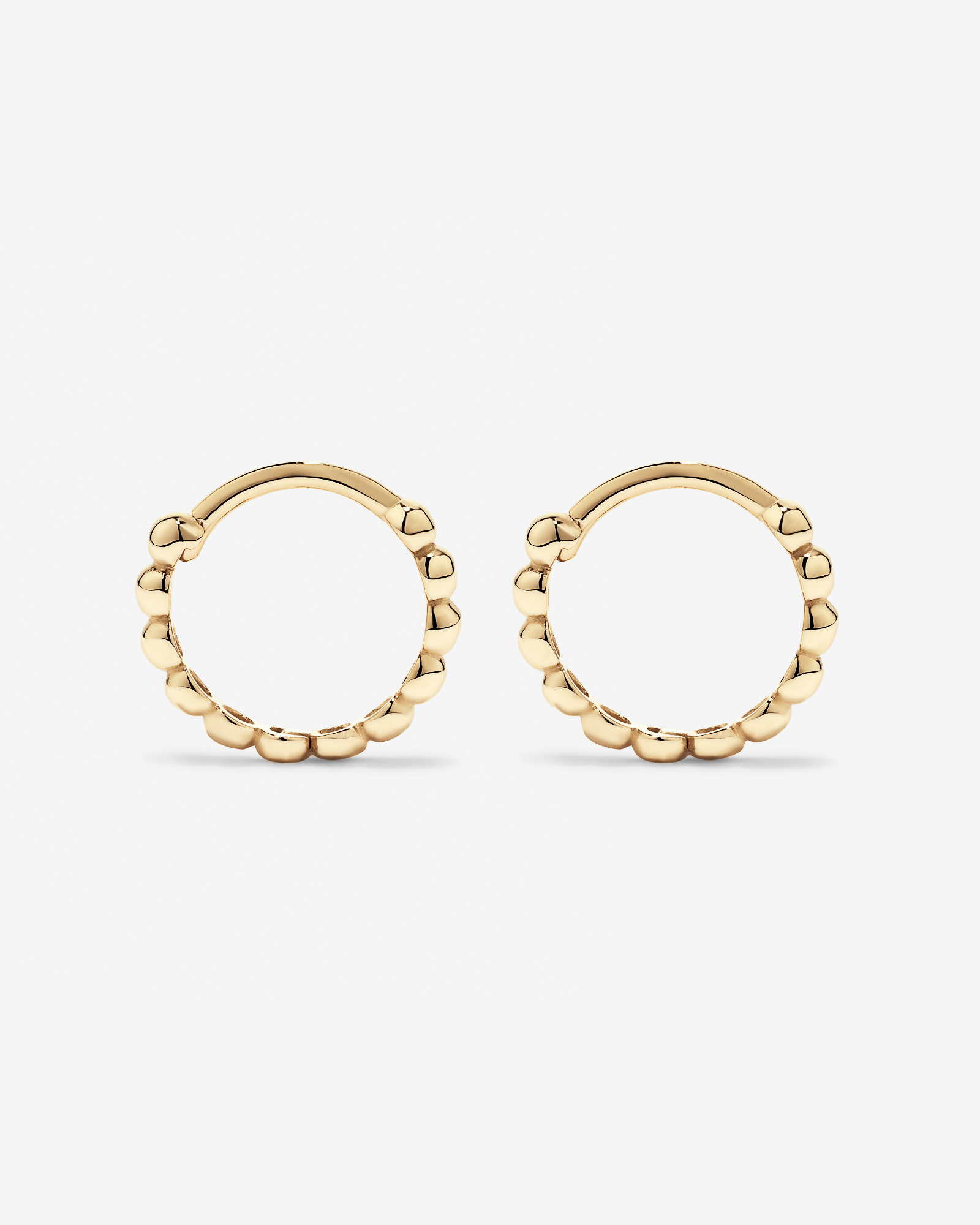 12mm Medium Beaded Huggie Earrings in 10kt Yellow Gold