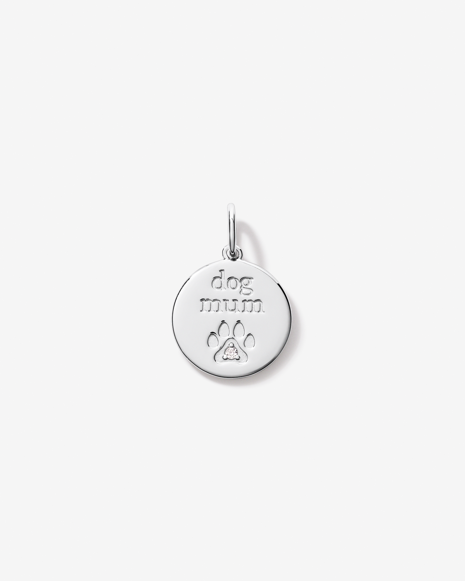 Dog Mum Cubic Zirconia Pendant in Sterling Silver
