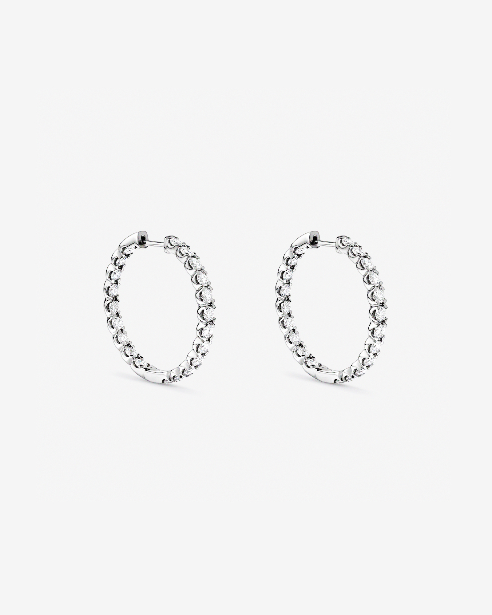 3.00TW Lab Diamond Inside Out Hoop Earrings in Silver - Large