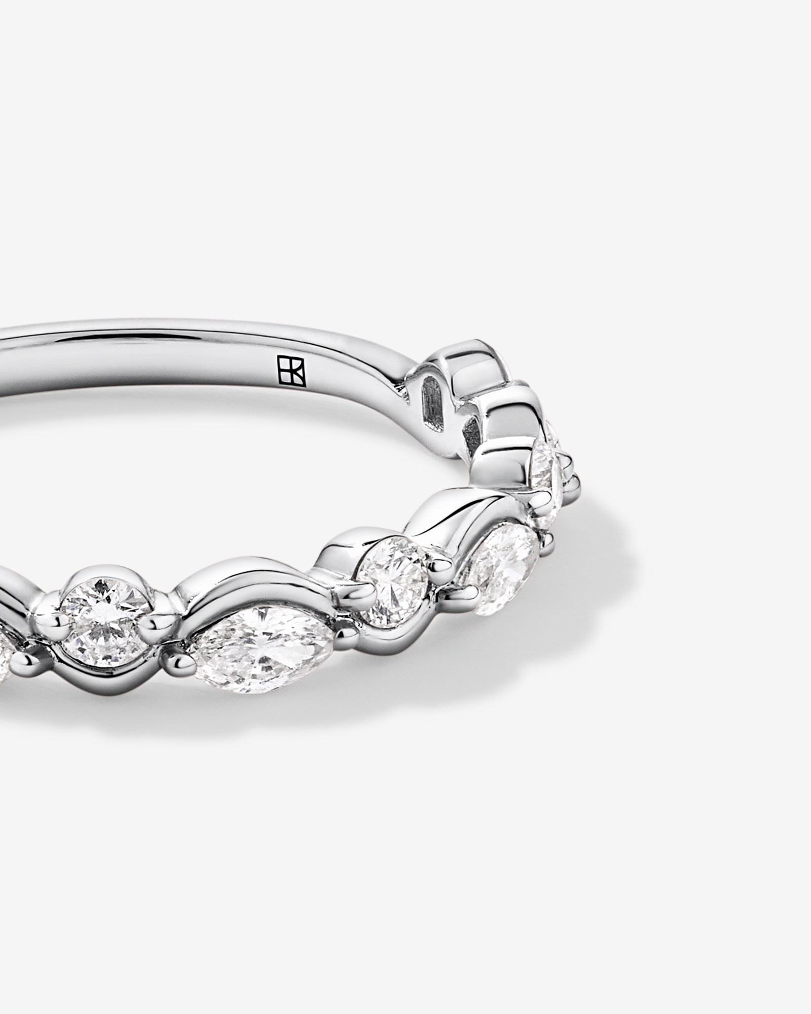 0.43TW Marquise and Round Brilliant Diamond Twist Wedding Ring 14kt Gold