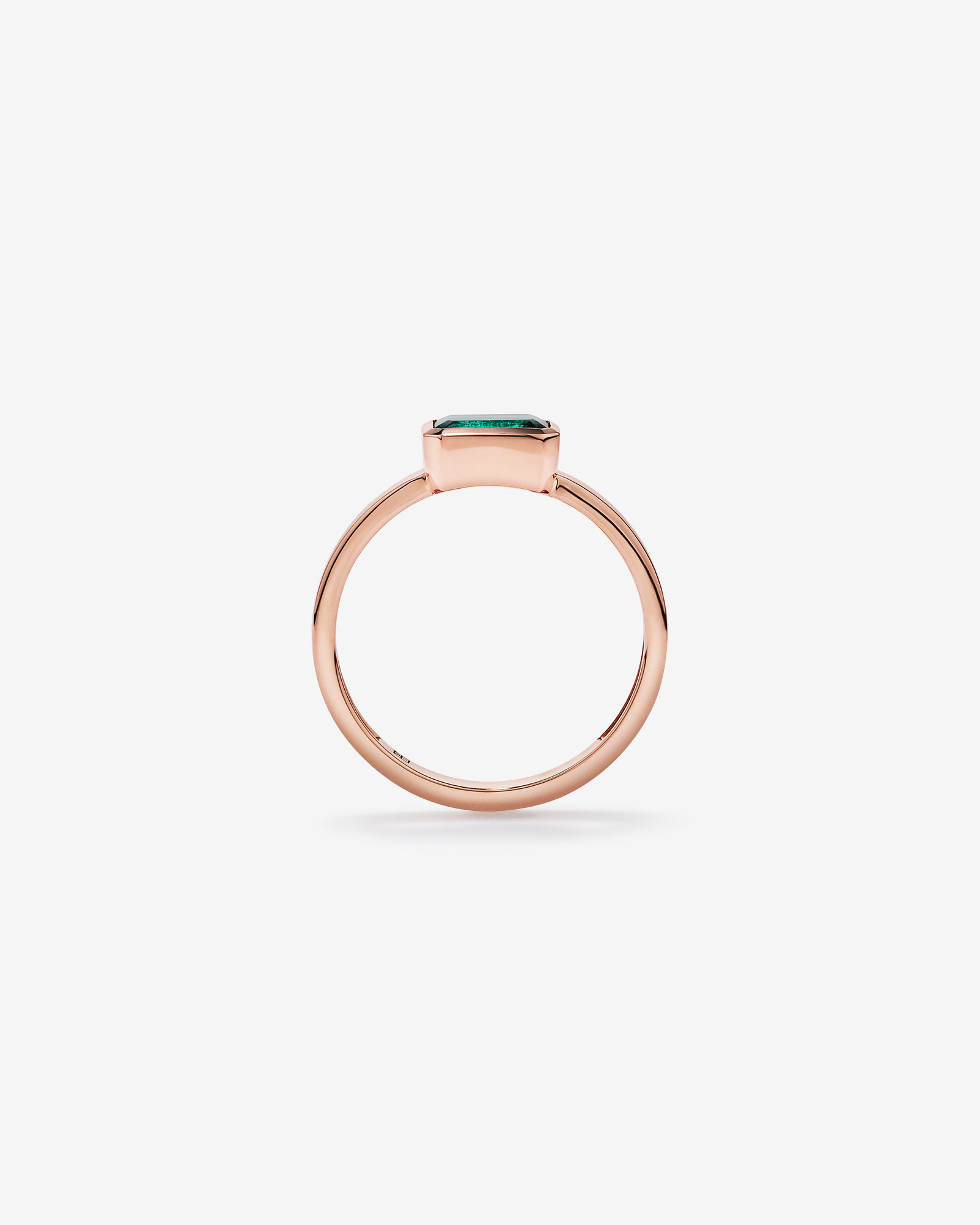 Created Emerald Bezel Ring 10kt Rose Gold
