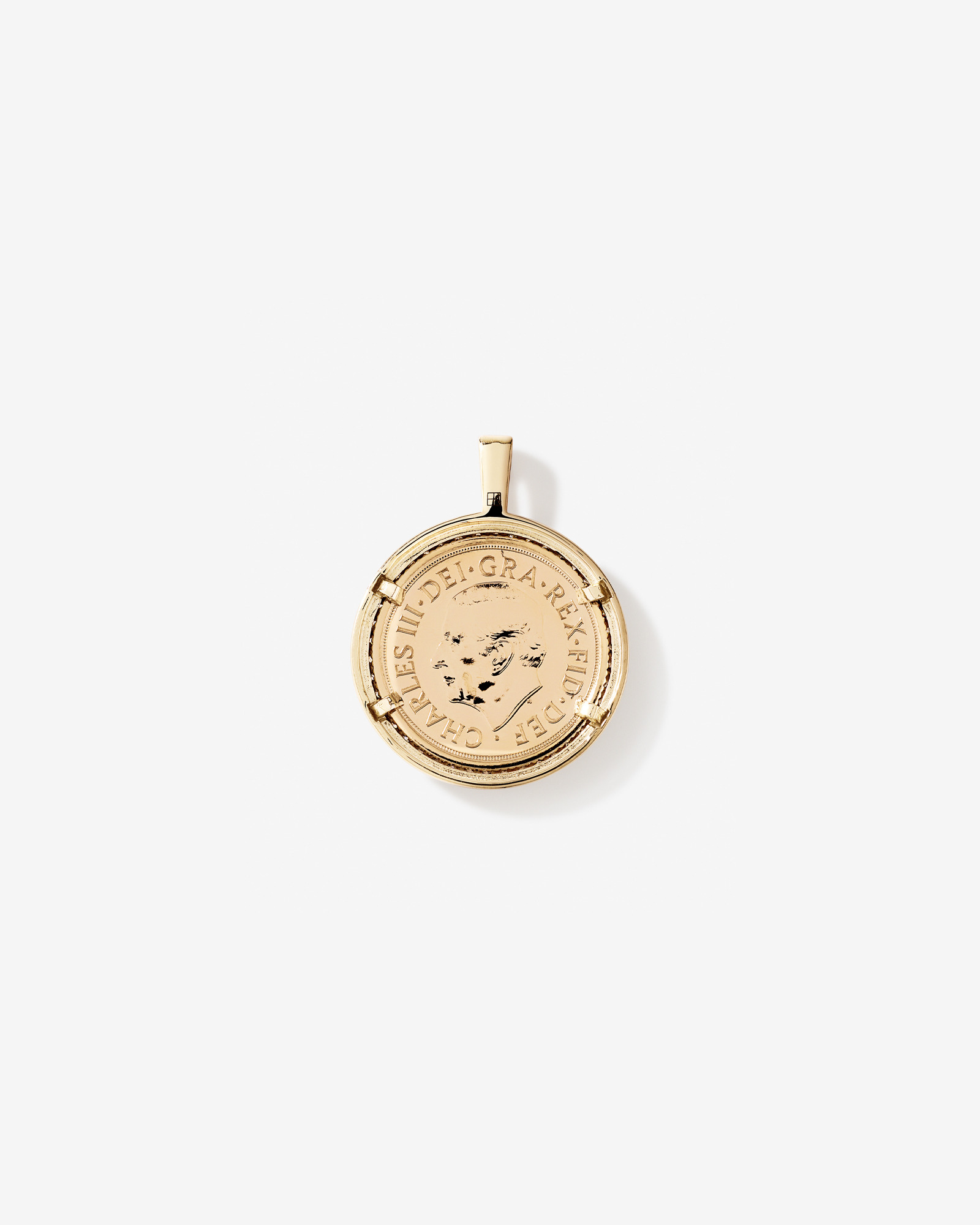 0.38 Carat TW Diamond Half Sovereign Medallion Pendant in 10kt and 22kt Yellow Gold