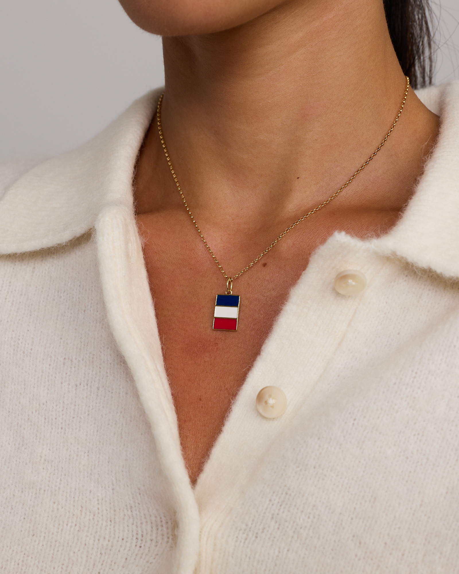 France Flag Pendant in 18Kt Vermeil